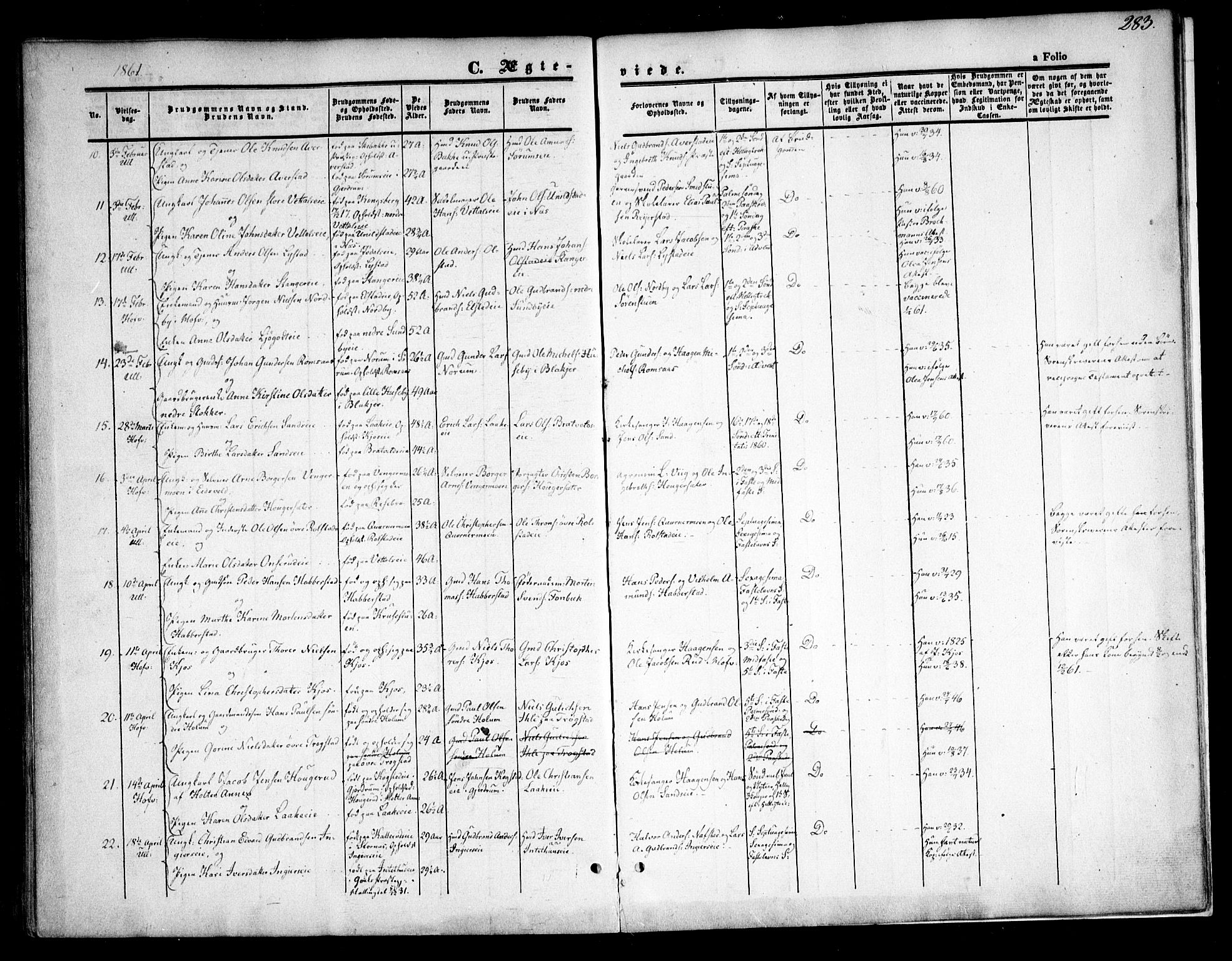 Ullensaker prestekontor Kirkebøker, SAO/A-10236a/F/Fa/L0015.a: Parish register (official) no. I 15A, 1851-1862, p. 283
