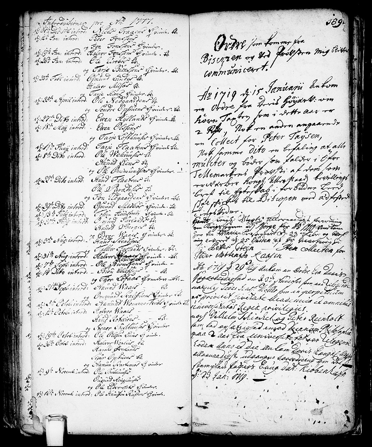Vinje kirkebøker, SAKO/A-312/F/Fa/L0001: Parish register (official) no. I 1, 1717-1766, p. 189