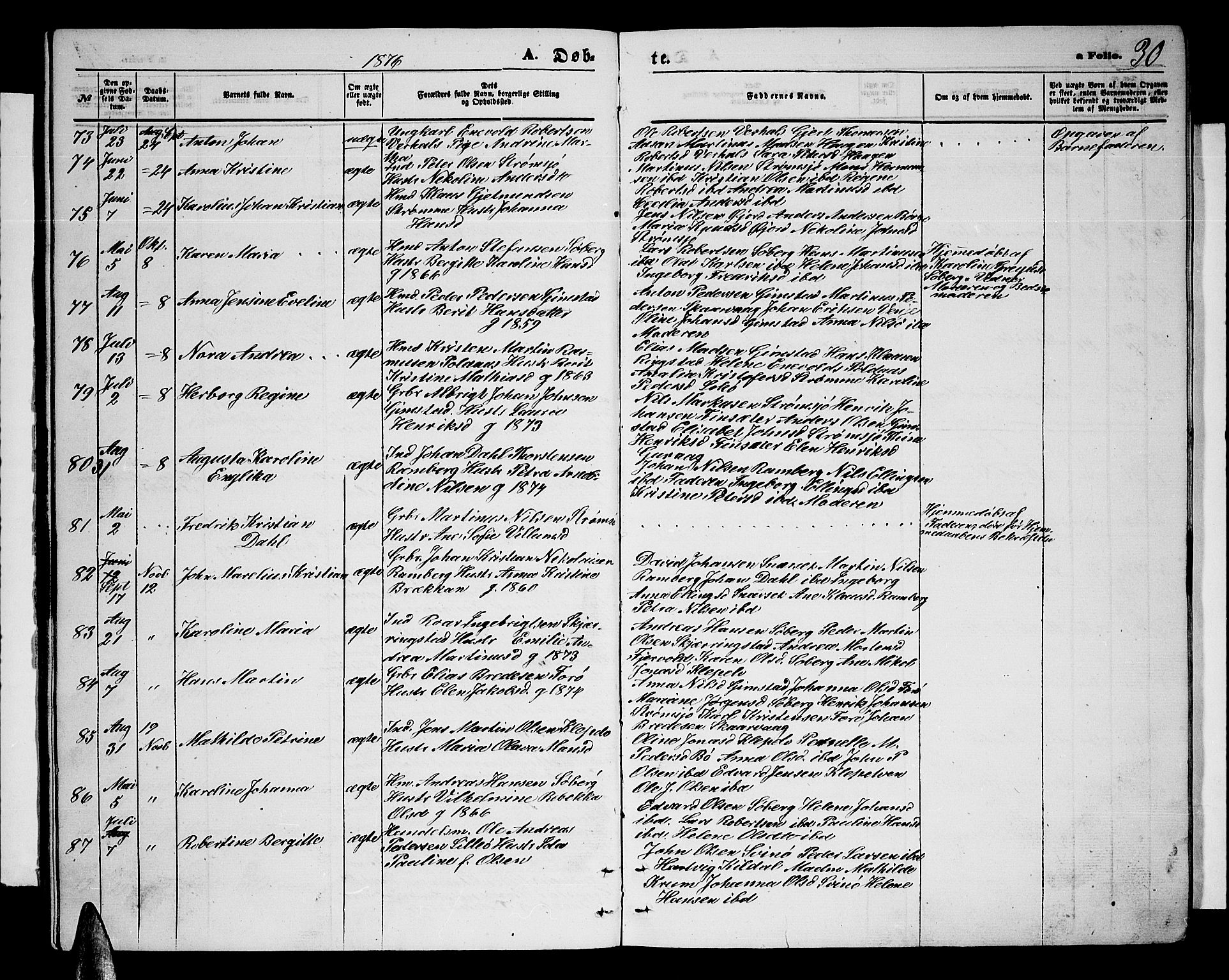 Ministerialprotokoller, klokkerbøker og fødselsregistre - Nordland, AV/SAT-A-1459/891/L1314: Parish register (copy) no. 891C03, 1870-1885, p. 30