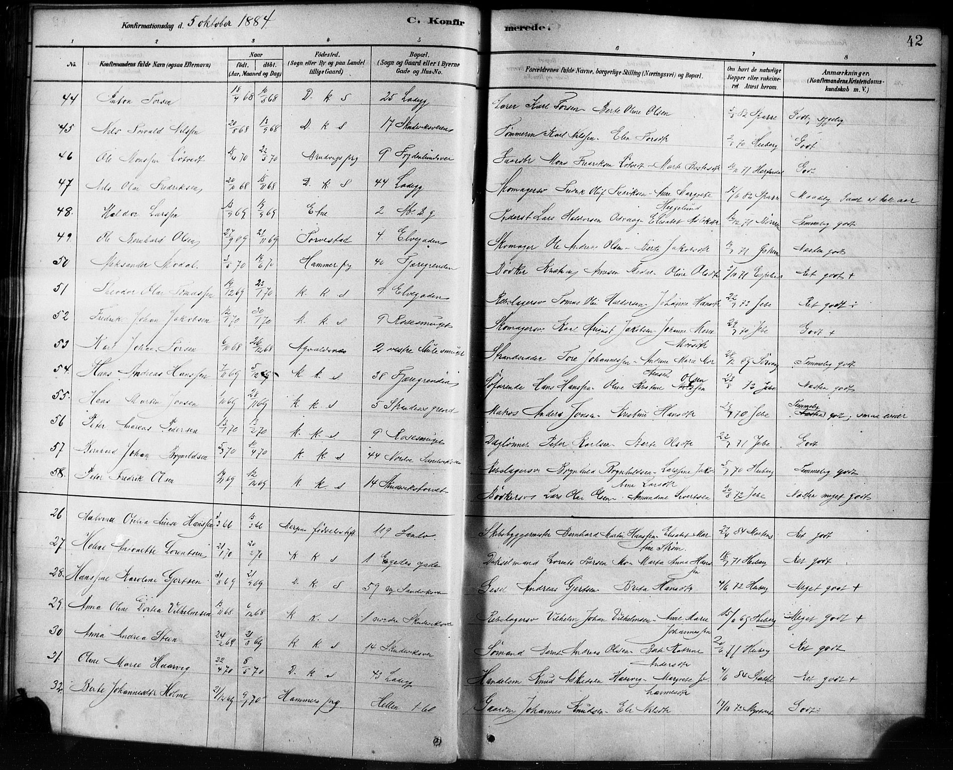 Sandviken Sokneprestembete, AV/SAB-A-77601/H/Ha/L0002: Parish register (official) no. A 2, 1878-1896, p. 42