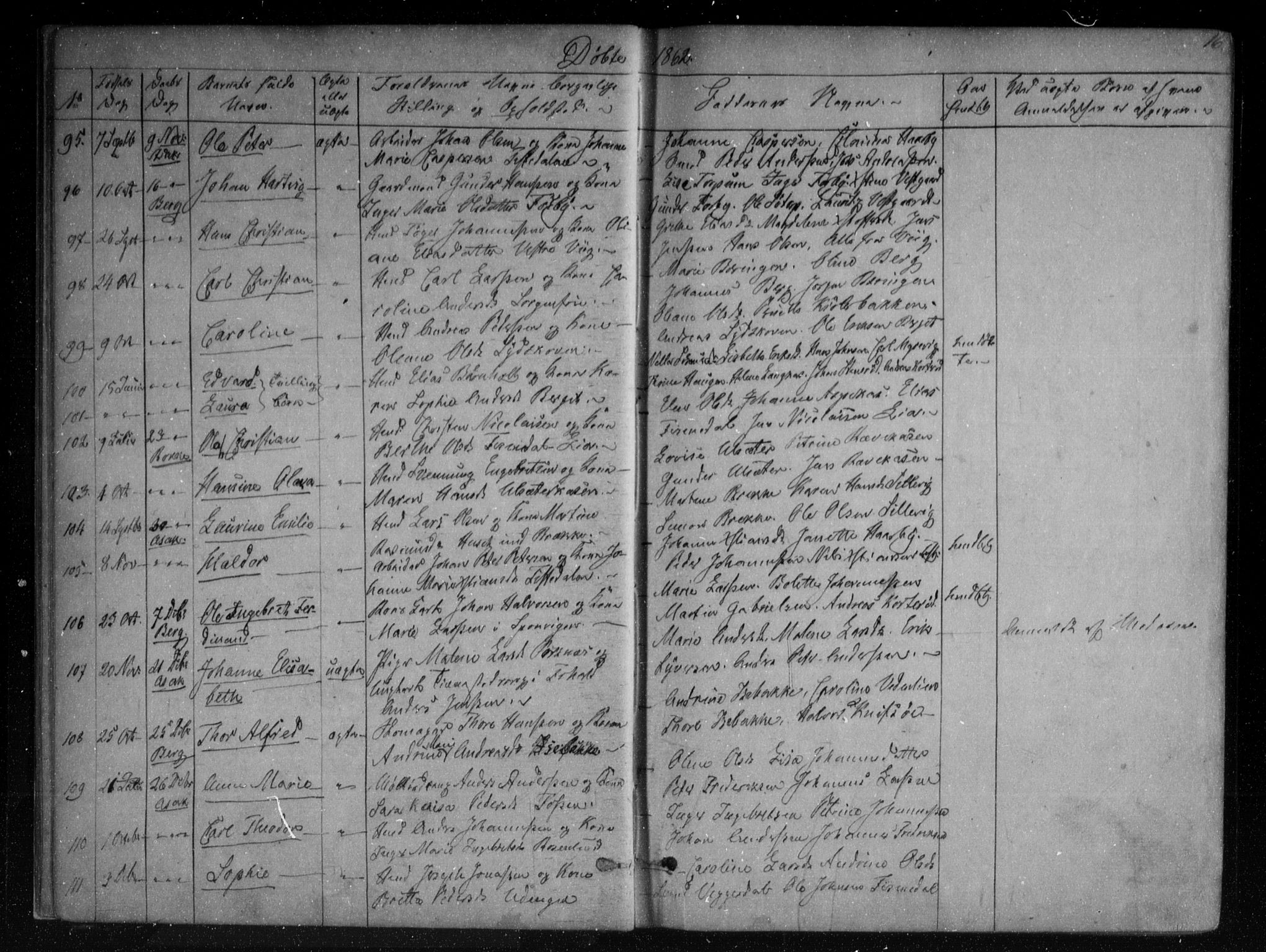 Berg prestekontor Kirkebøker, AV/SAO-A-10902/F/Fa/L0005: Parish register (official) no. I 5, 1861-1877, p. 16