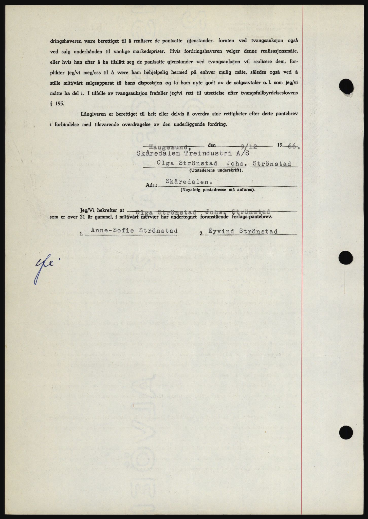 Haugesund tingrett, SAST/A-101415/01/II/IIC/L0056: Mortgage book no. B 56, 1966-1967, Diary no: : 2744/1966