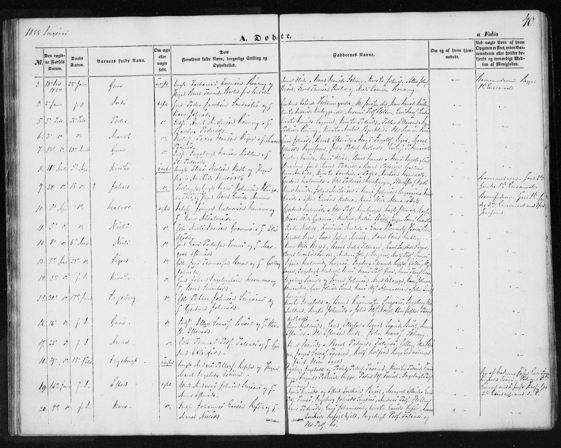 Ministerialprotokoller, klokkerbøker og fødselsregistre - Sør-Trøndelag, SAT/A-1456/685/L0964: Parish register (official) no. 685A06 /2, 1846-1859, p. 40
