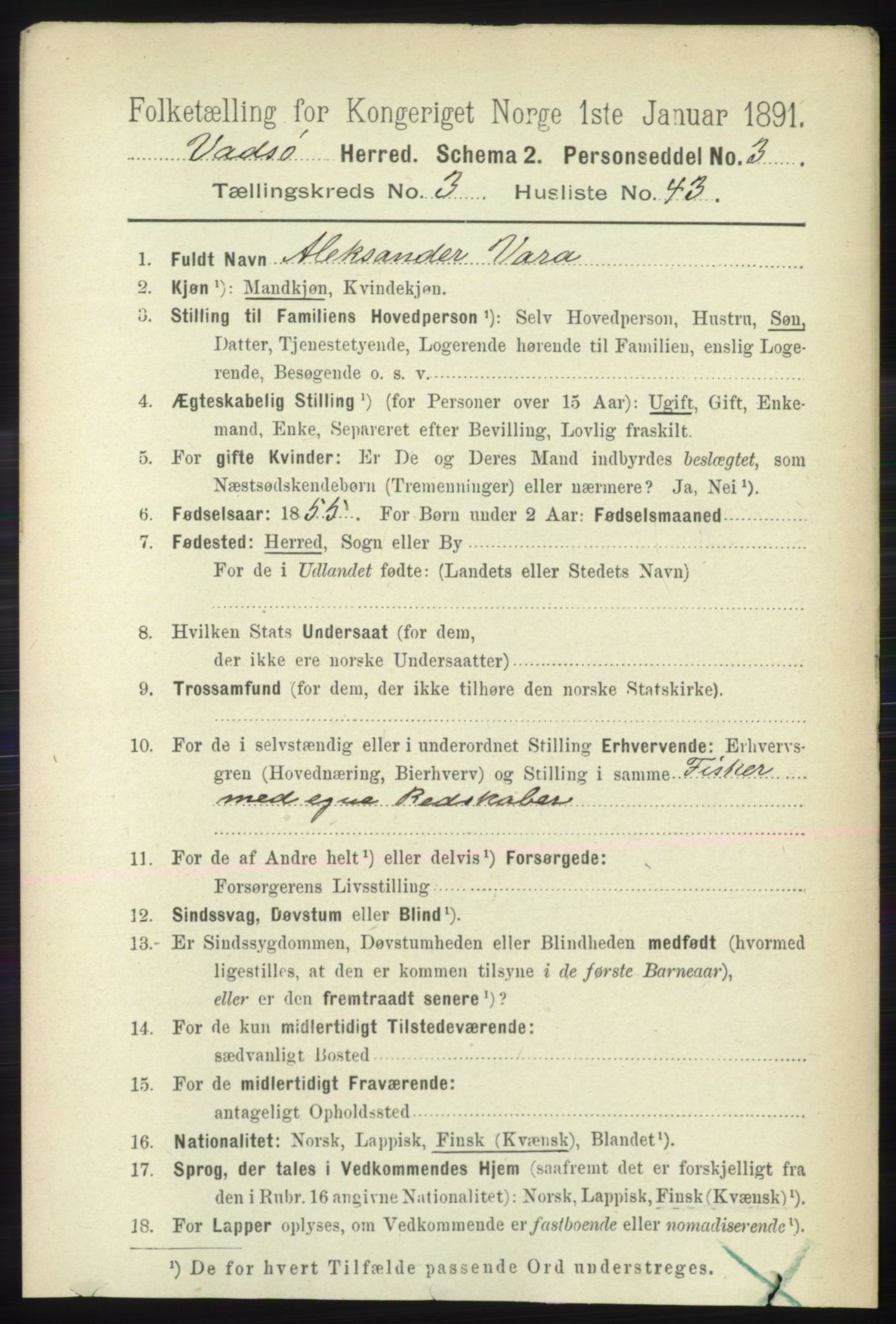 RA, 1891 census for 2029 Vadsø, 1891, p. 1088
