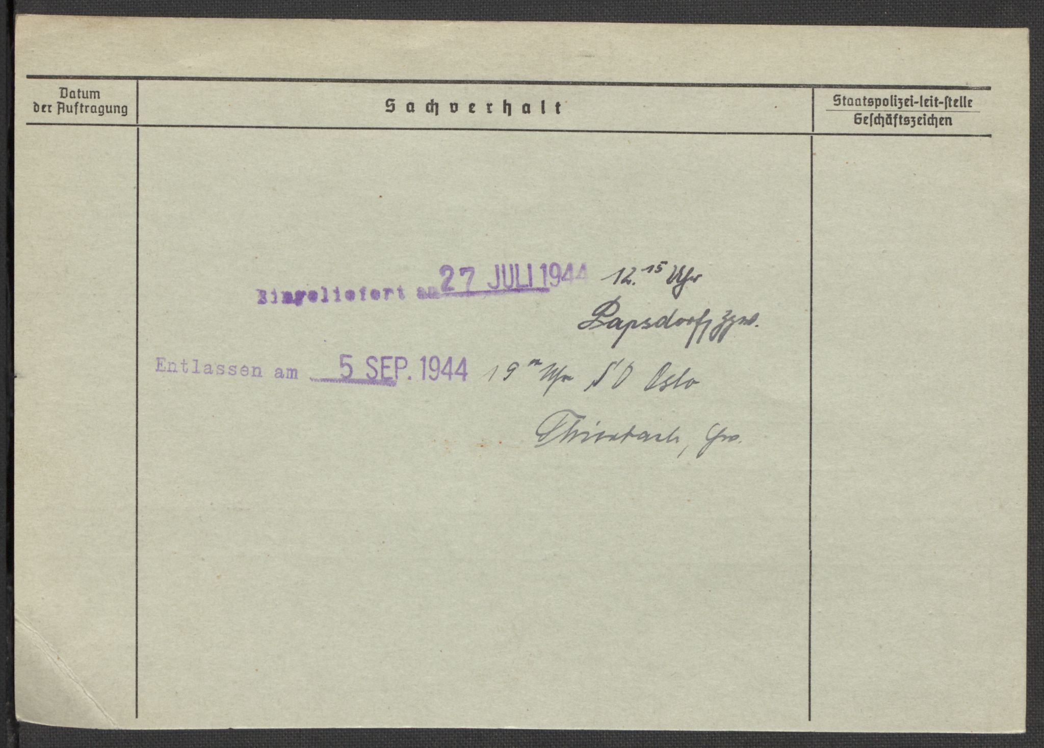 Befehlshaber der Sicherheitspolizei und des SD, AV/RA-RAFA-5969/E/Ea/Eaa/L0001: Register over norske fanger i Møllergata 19: A-Bj, 1940-1945, p. 724