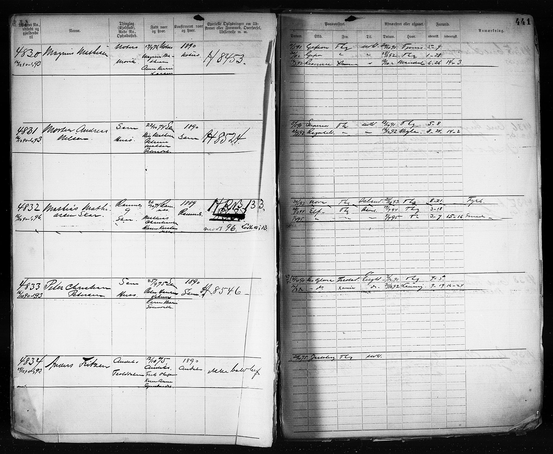 Tønsberg innrulleringskontor, AV/SAKO-A-786/F/Fb/L0003: Annotasjonsrulle Patent nr. 2646-5149, 1881-1892, p. 451