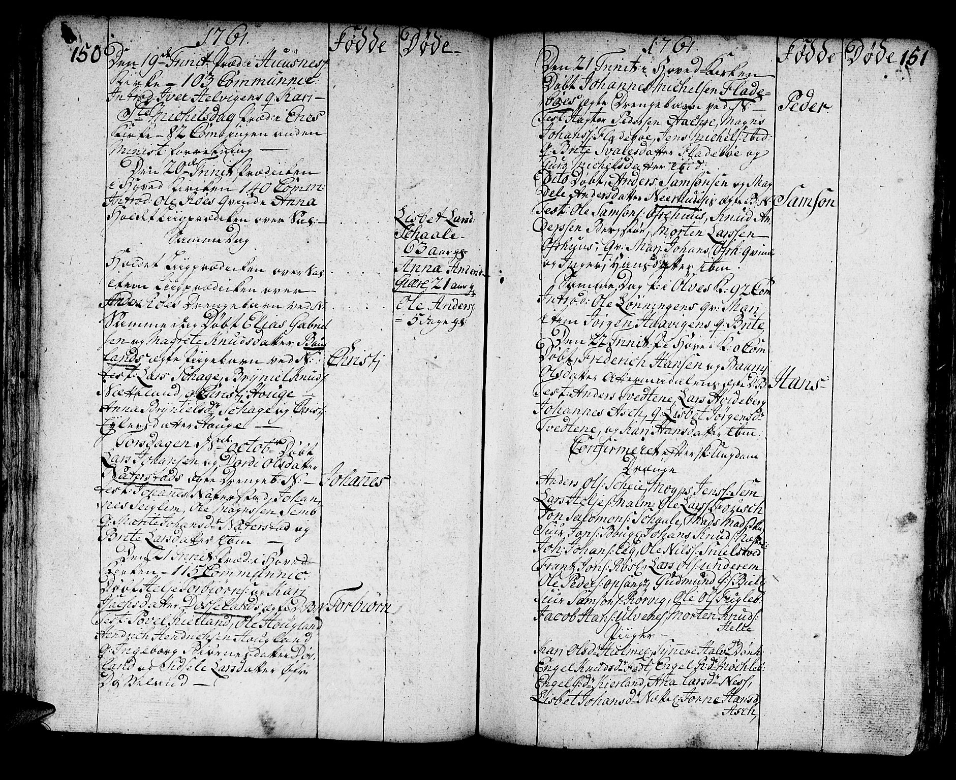 Kvinnherad sokneprestembete, AV/SAB-A-76401/H/Haa: Parish register (official) no. A 3, 1754-1777, p. 150-151