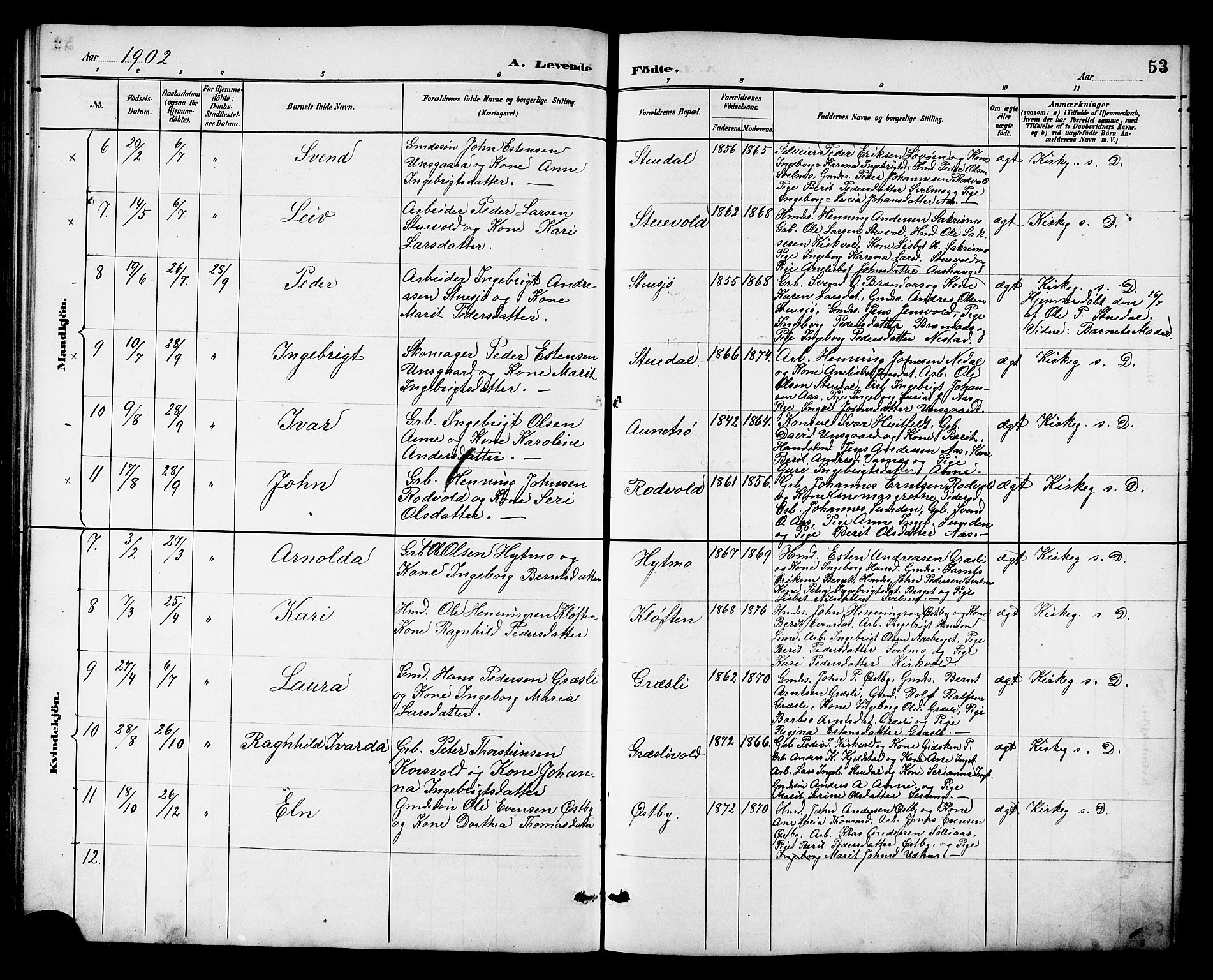 Ministerialprotokoller, klokkerbøker og fødselsregistre - Sør-Trøndelag, SAT/A-1456/698/L1167: Parish register (copy) no. 698C04, 1888-1907, p. 53