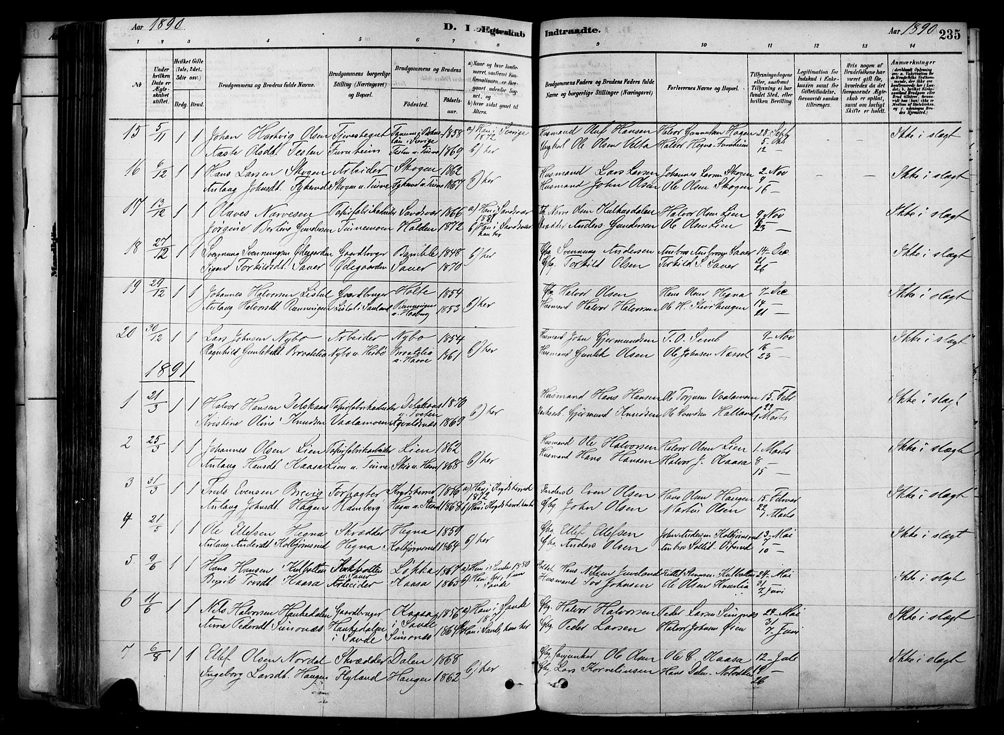 Heddal kirkebøker, SAKO/A-268/F/Fa/L0008: Parish register (official) no. I 8, 1878-1903, p. 235