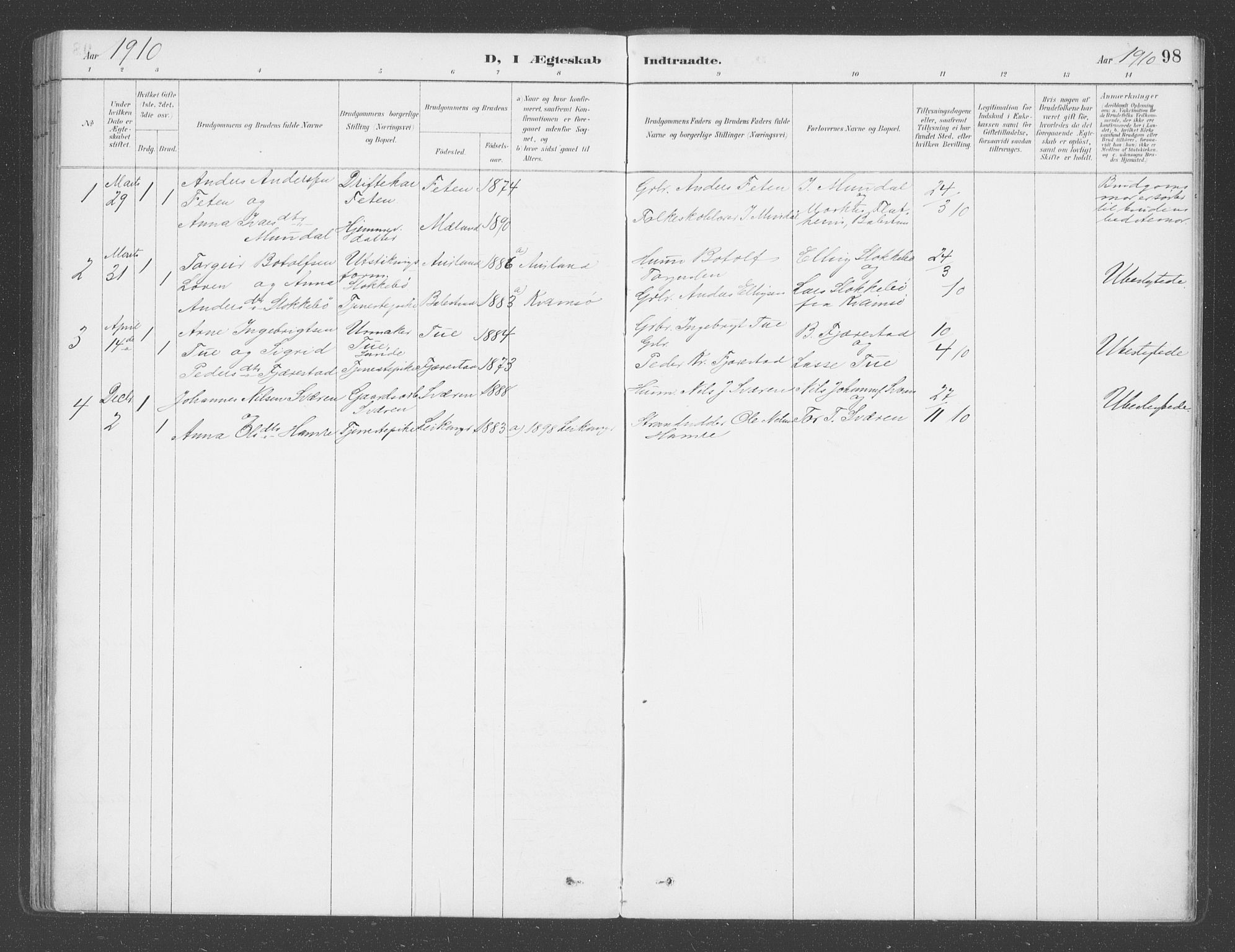 Balestrand sokneprestembete, SAB/A-79601/H/Haa/Haab/L0001: Parish register (official) no. B  1, 1889-1910, p. 98