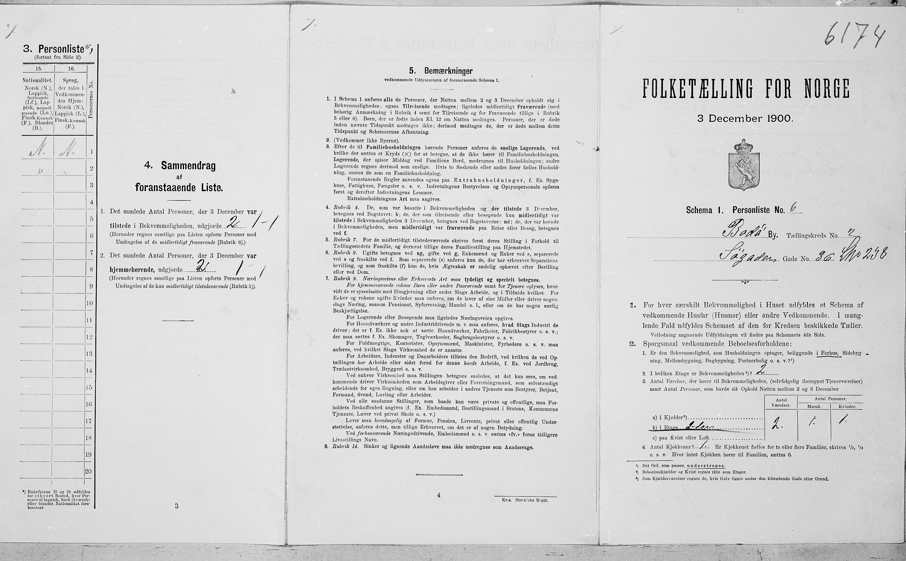 SAT, 1900 census for Bodø, 1900, p. 326