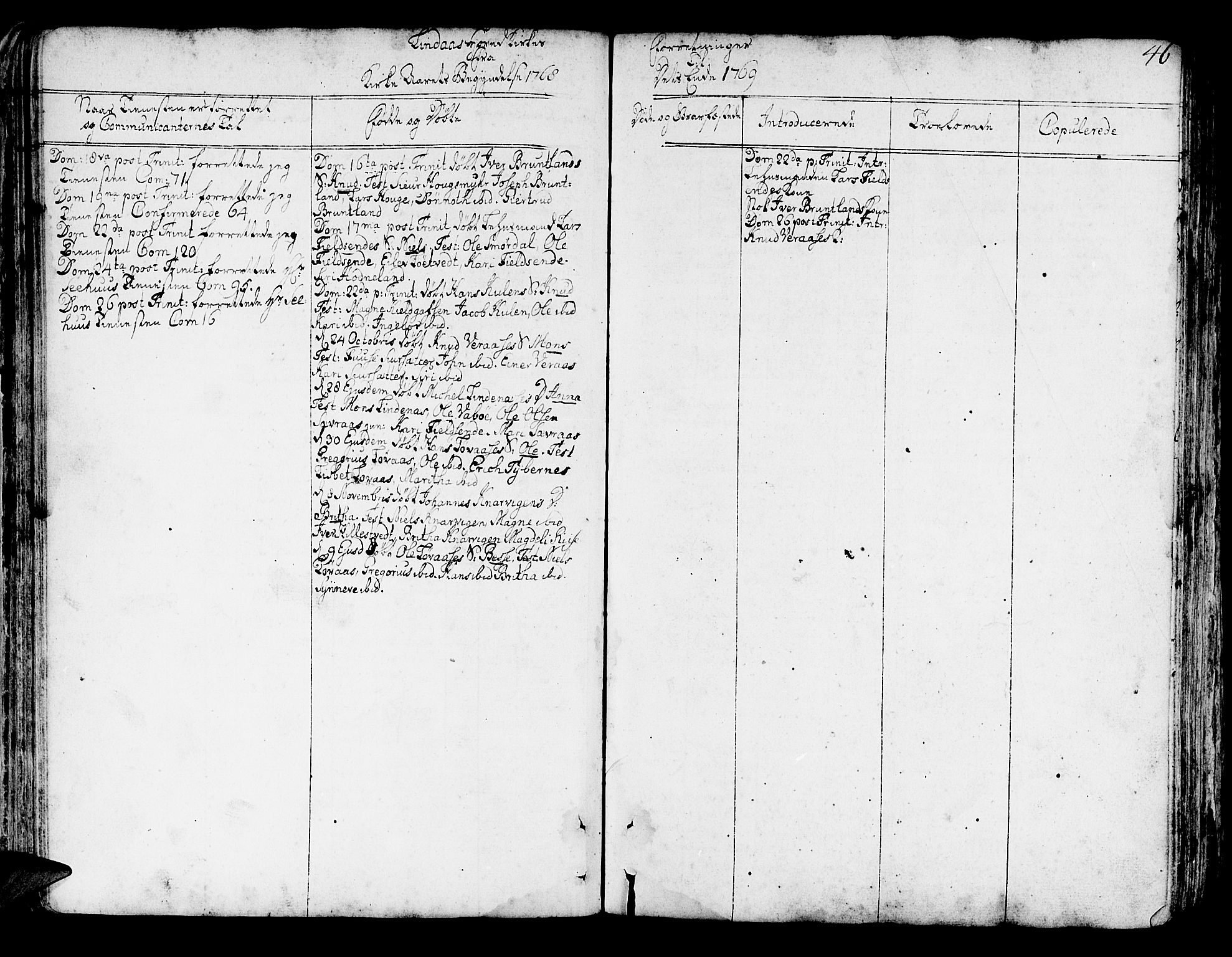 Lindås Sokneprestembete, SAB/A-76701/H/Haa: Parish register (official) no. A 4, 1764-1791, p. 46