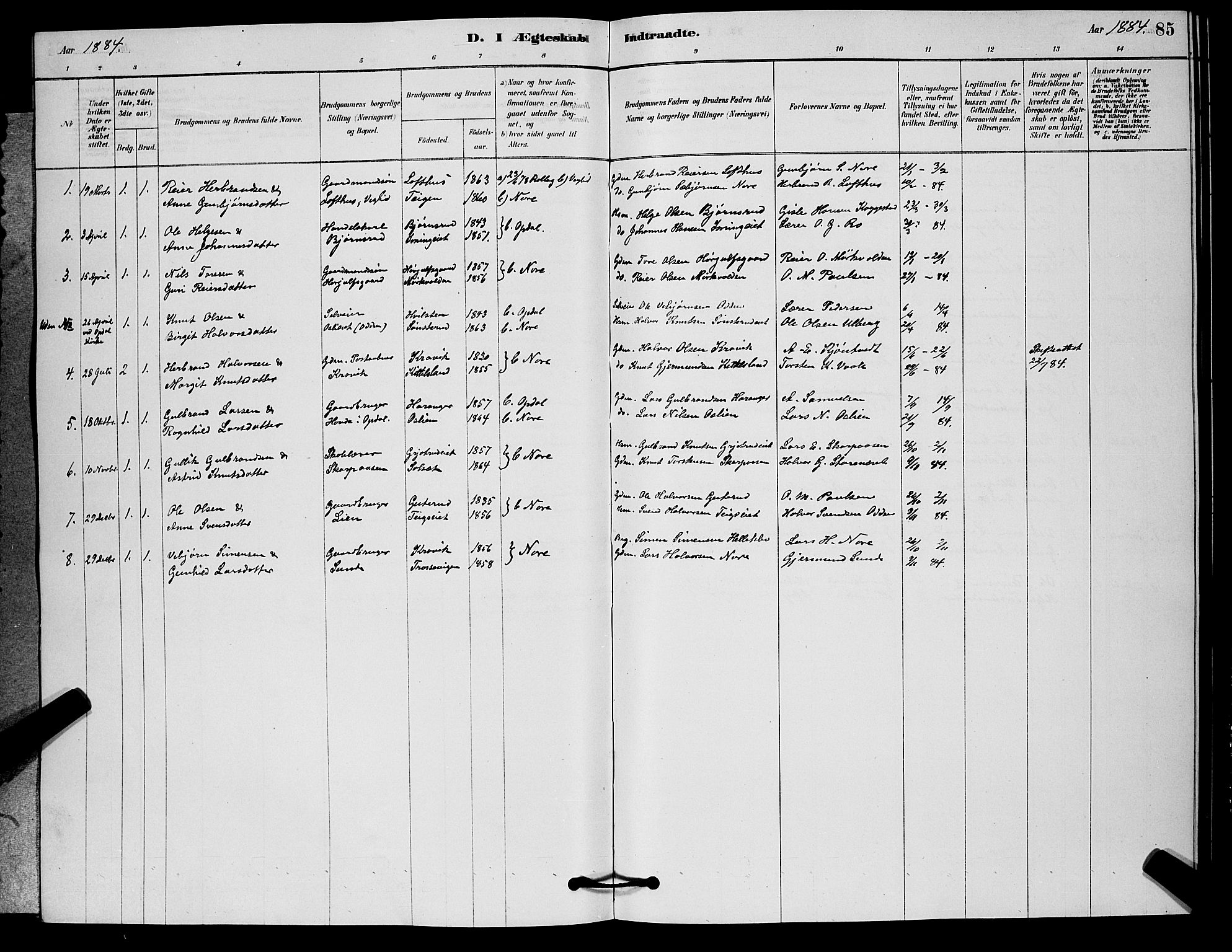 Nore kirkebøker, AV/SAKO-A-238/G/Ga/L0002: Parish register (copy) no. I 2, 1878-1885, p. 85