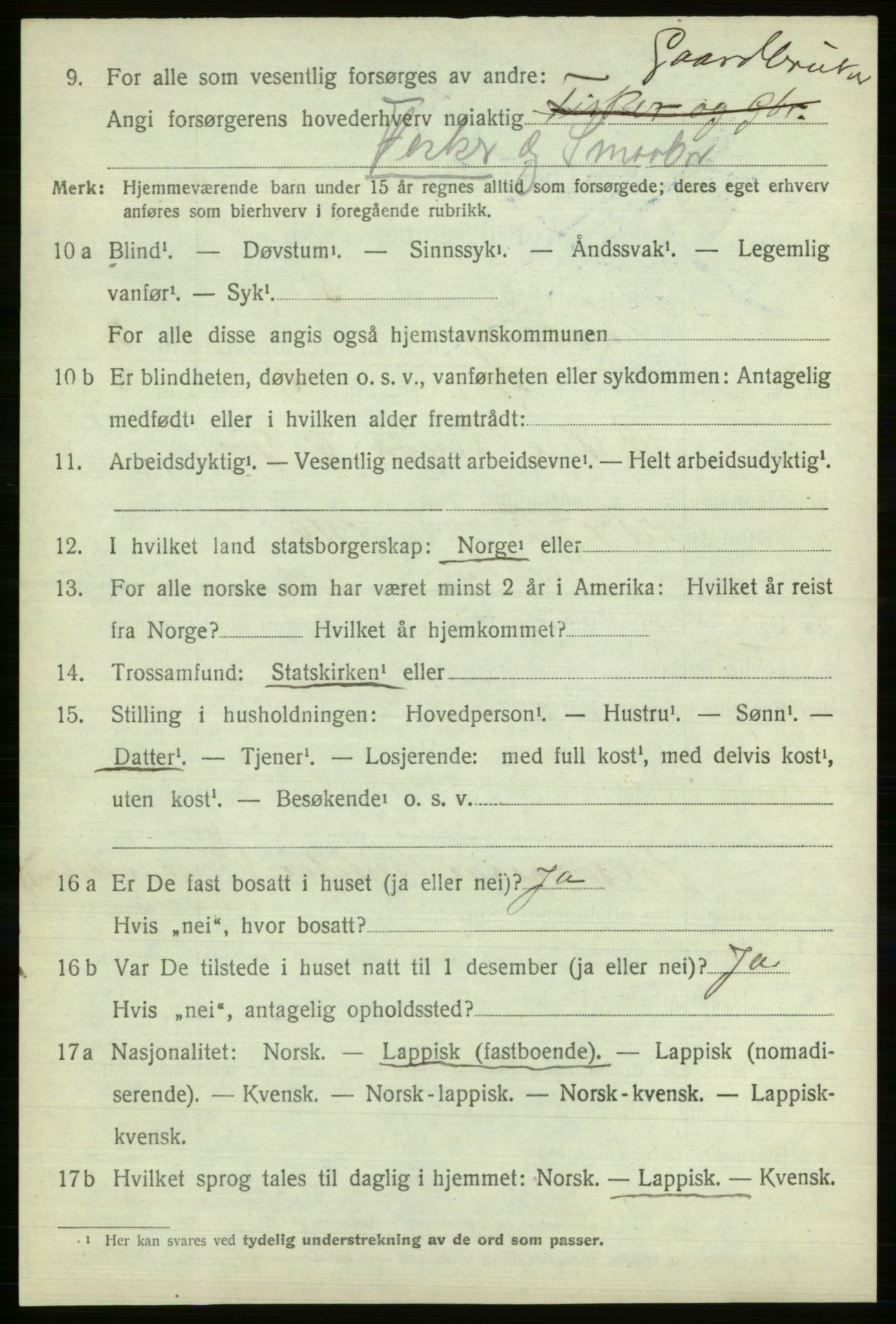 SATØ, 1920 census for Nesseby, 1920, p. 1201