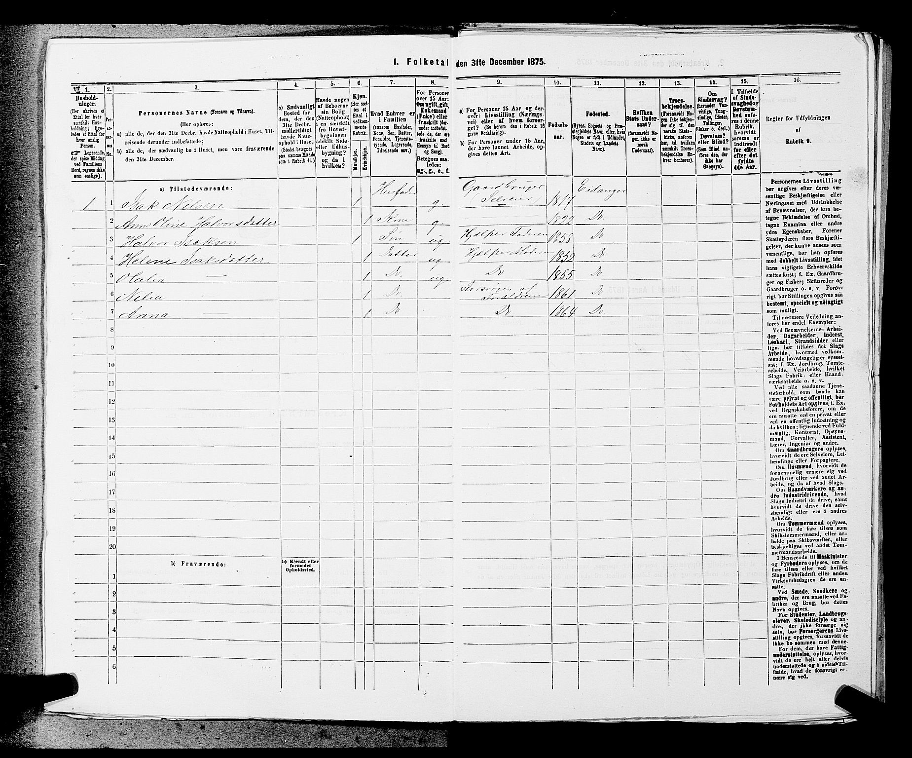 SAKO, 1875 census for 0813P Eidanger, 1875, p. 271