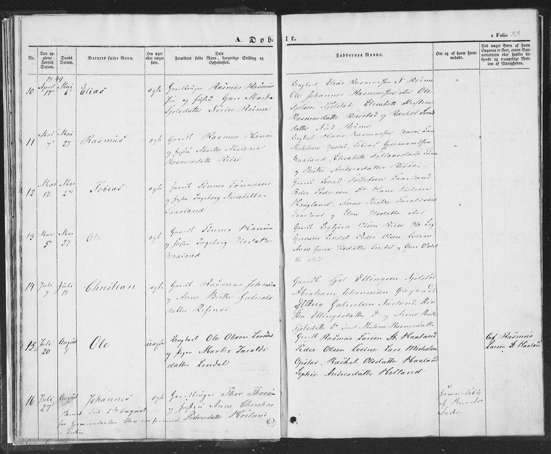 Hå sokneprestkontor, AV/SAST-A-101801/001/30BA/L0006: Parish register (official) no. A 5, 1842-1853, p. 33