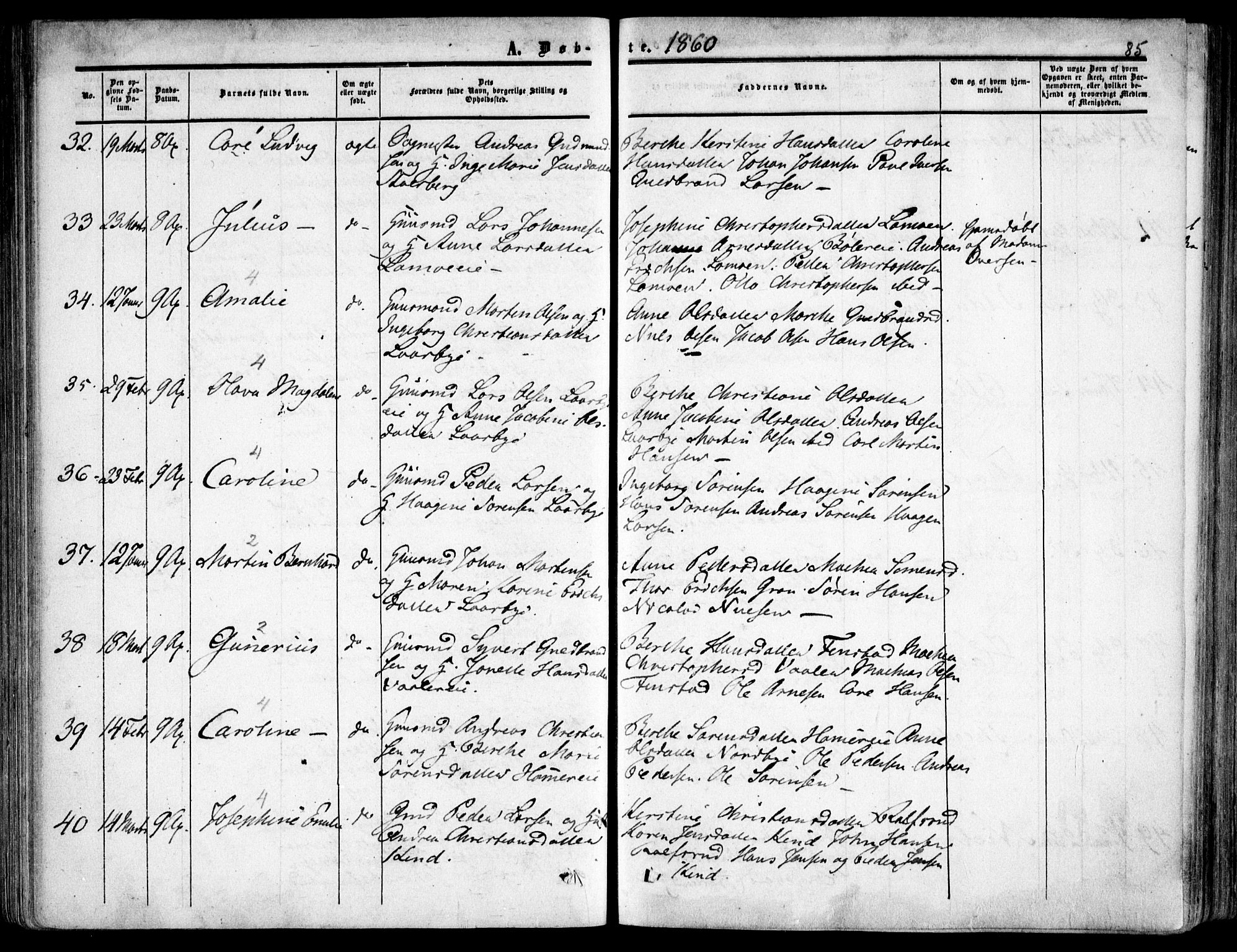 Skedsmo prestekontor Kirkebøker, SAO/A-10033a/F/Fa/L0010: Parish register (official) no. I 10, 1854-1865, p. 85