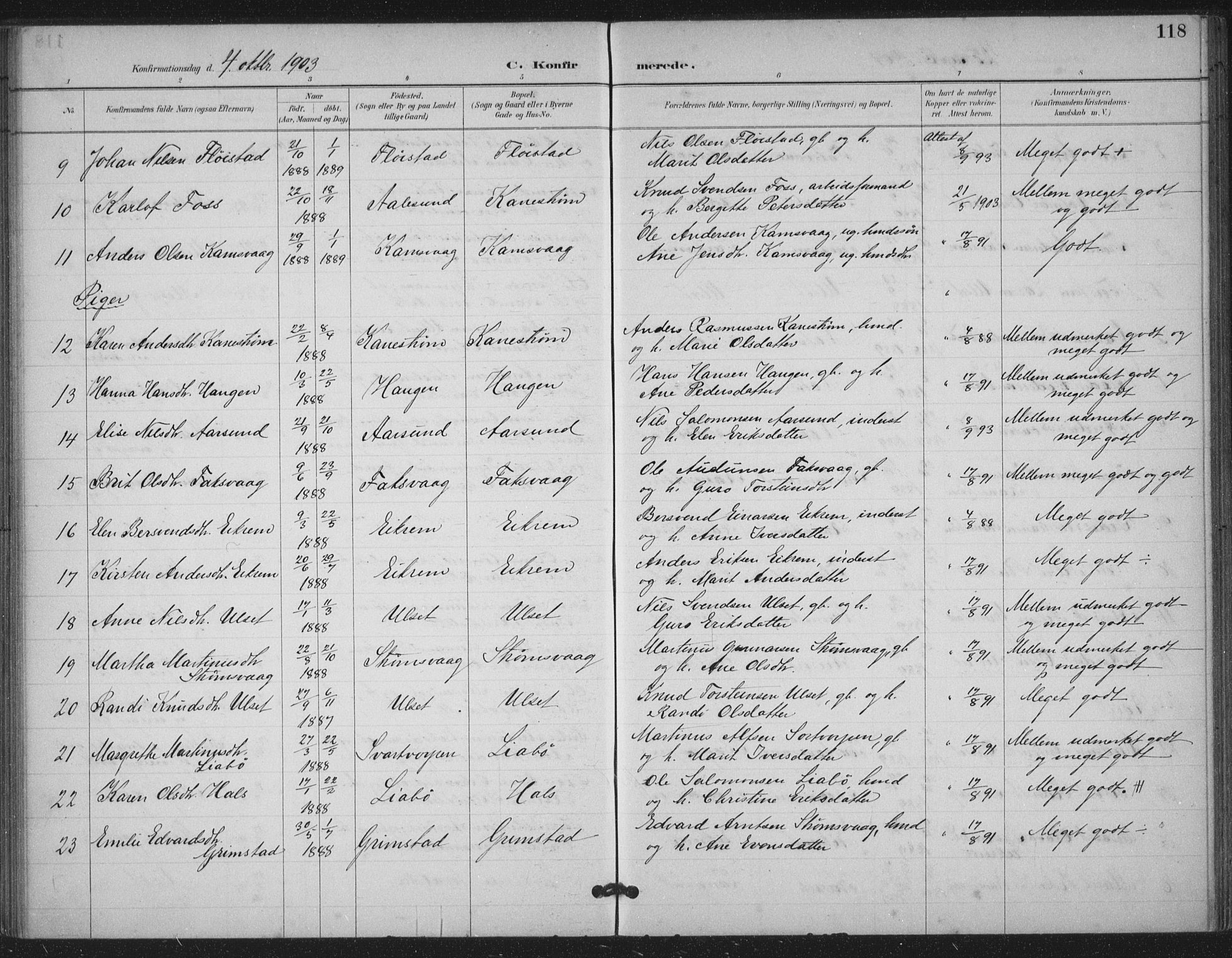 Ministerialprotokoller, klokkerbøker og fødselsregistre - Møre og Romsdal, AV/SAT-A-1454/587/L1000: Parish register (official) no. 587A02, 1887-1910, p. 118