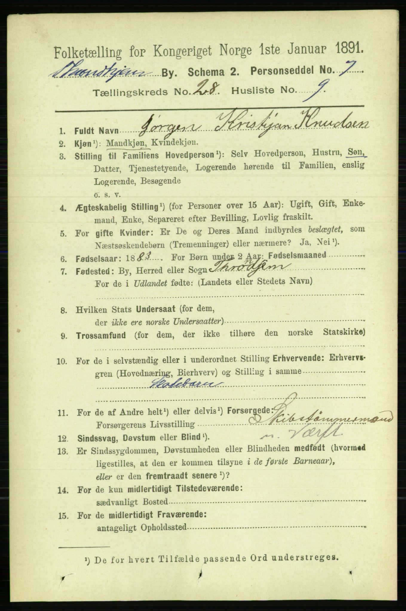 RA, 1891 census for 1601 Trondheim, 1891, p. 21086