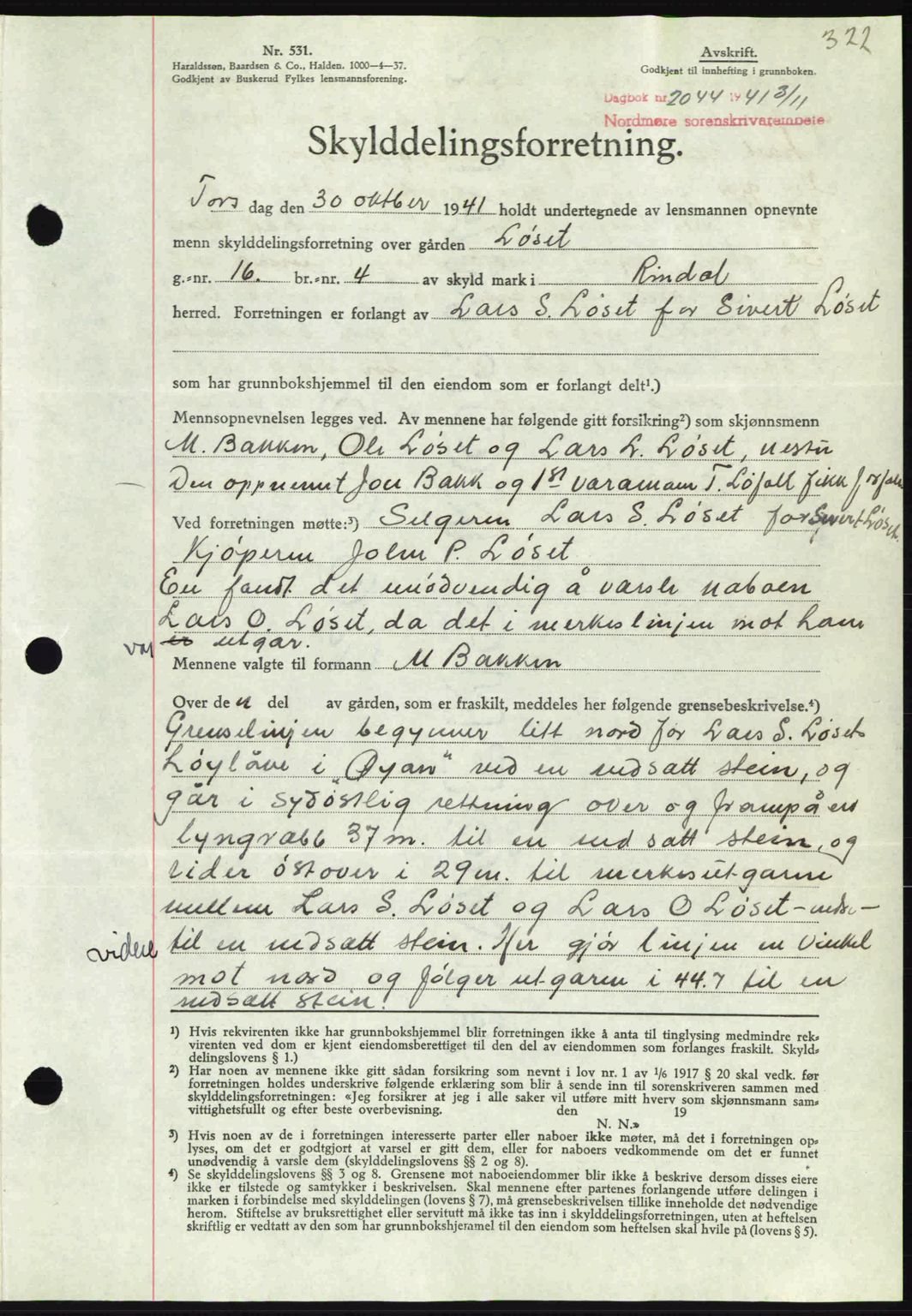 Nordmøre sorenskriveri, AV/SAT-A-4132/1/2/2Ca: Mortgage book no. A91, 1941-1942, Diary no: : 2044/1941