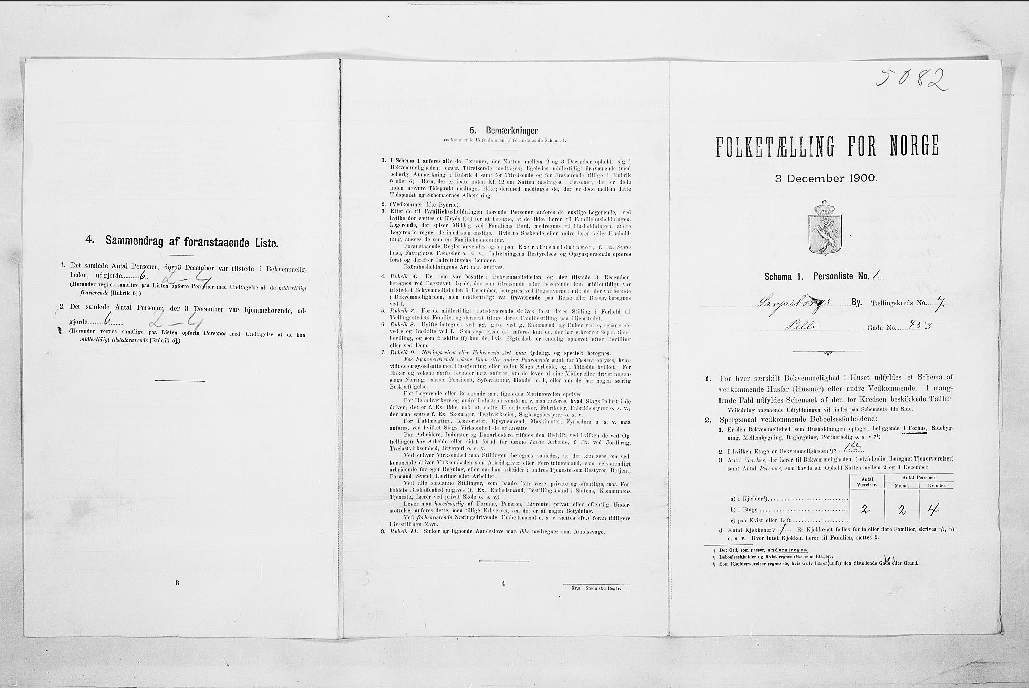 SAO, 1900 census for Sarpsborg, 1900