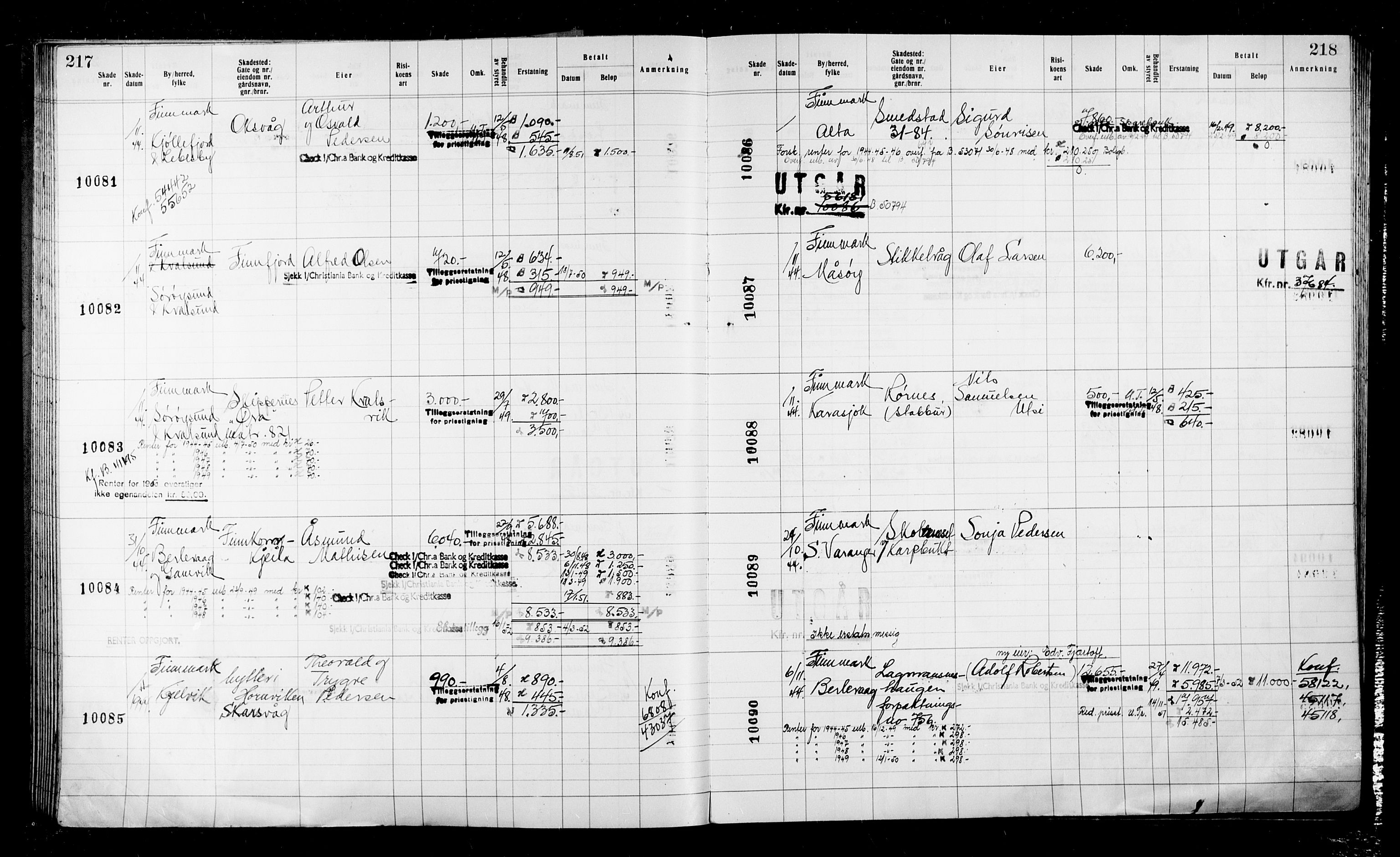 Krigsskadetrygdene for bygninger og løsøre, AV/RA-S-1548/V/L0043: Bygning, ikke trygdet., 1940-1945, p. 217-218