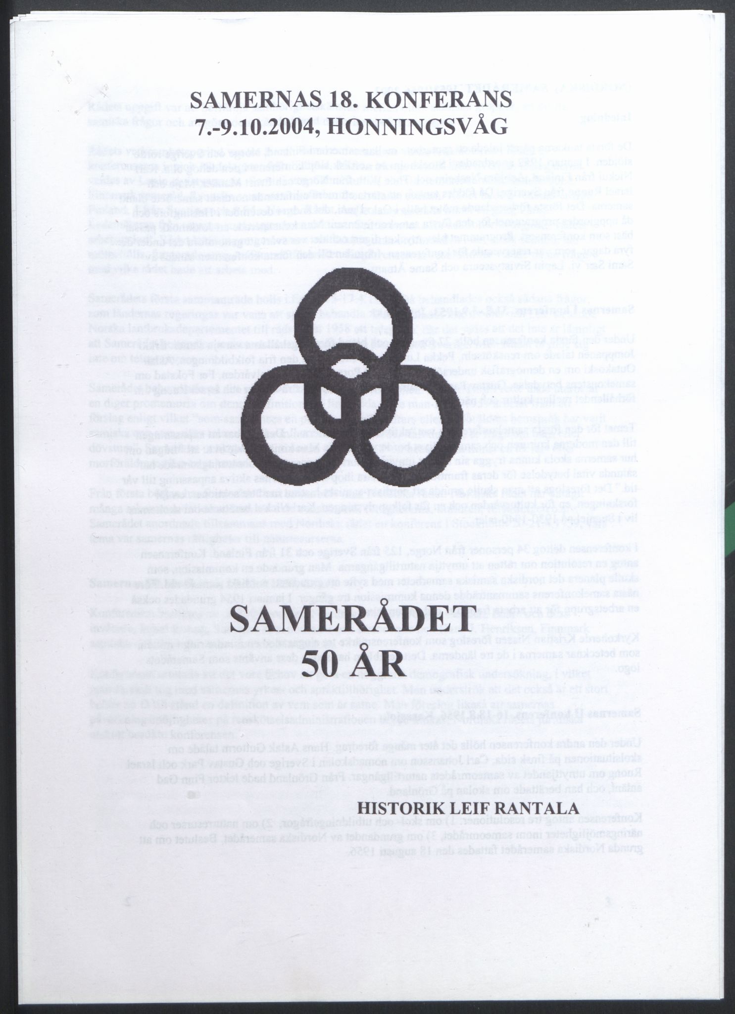 Sámiráđđi / Saami Council, SAMI/PA-1126/X/L0018: Saami Conference XVIII, 2004