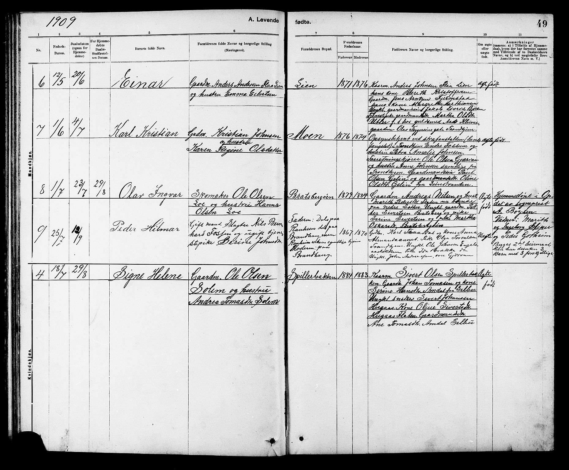 Ministerialprotokoller, klokkerbøker og fødselsregistre - Sør-Trøndelag, AV/SAT-A-1456/608/L0341: Parish register (copy) no. 608C07, 1890-1912, p. 49