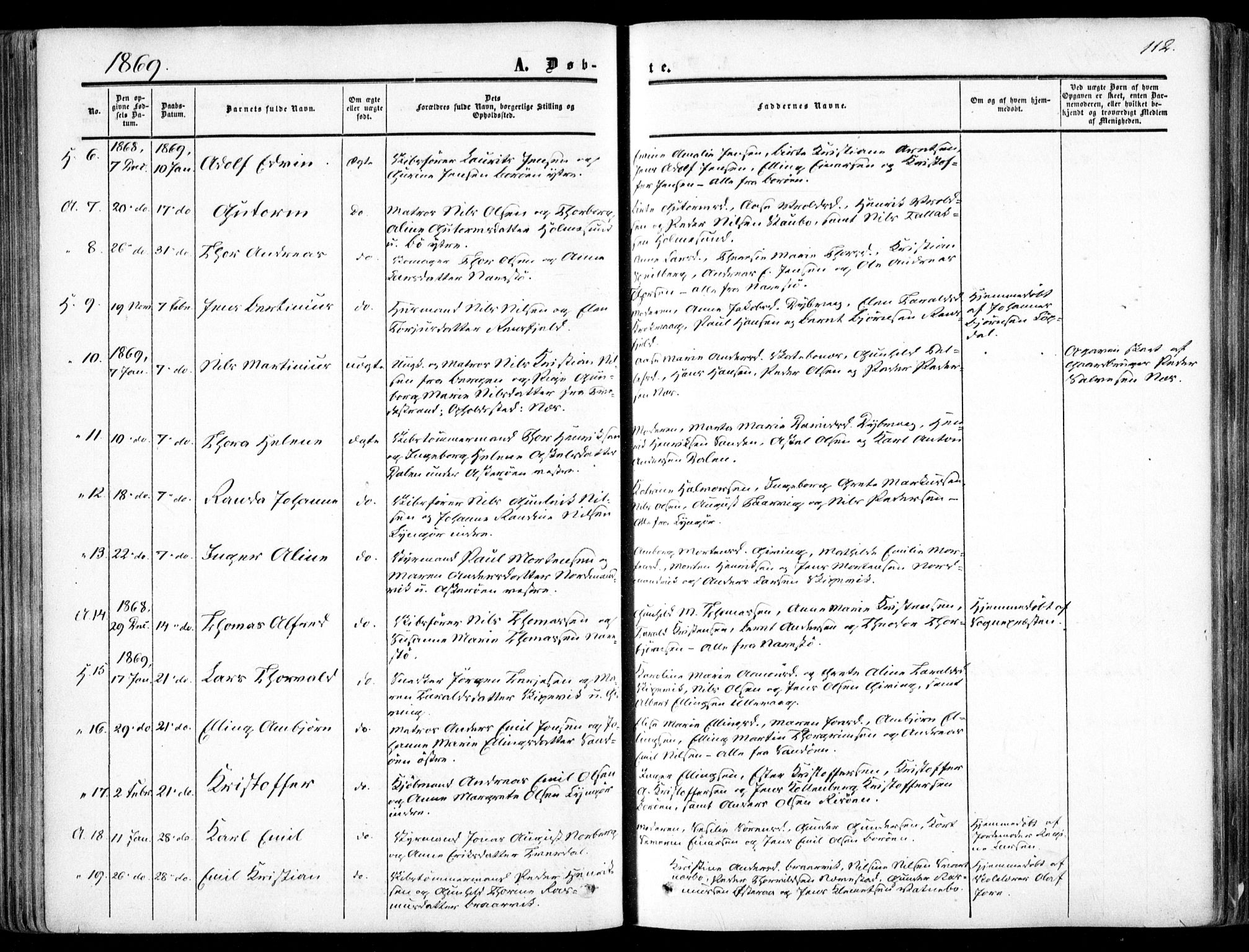 Dypvåg sokneprestkontor, SAK/1111-0007/F/Fa/Faa/L0006: Parish register (official) no. A 6, 1855-1872, p. 112