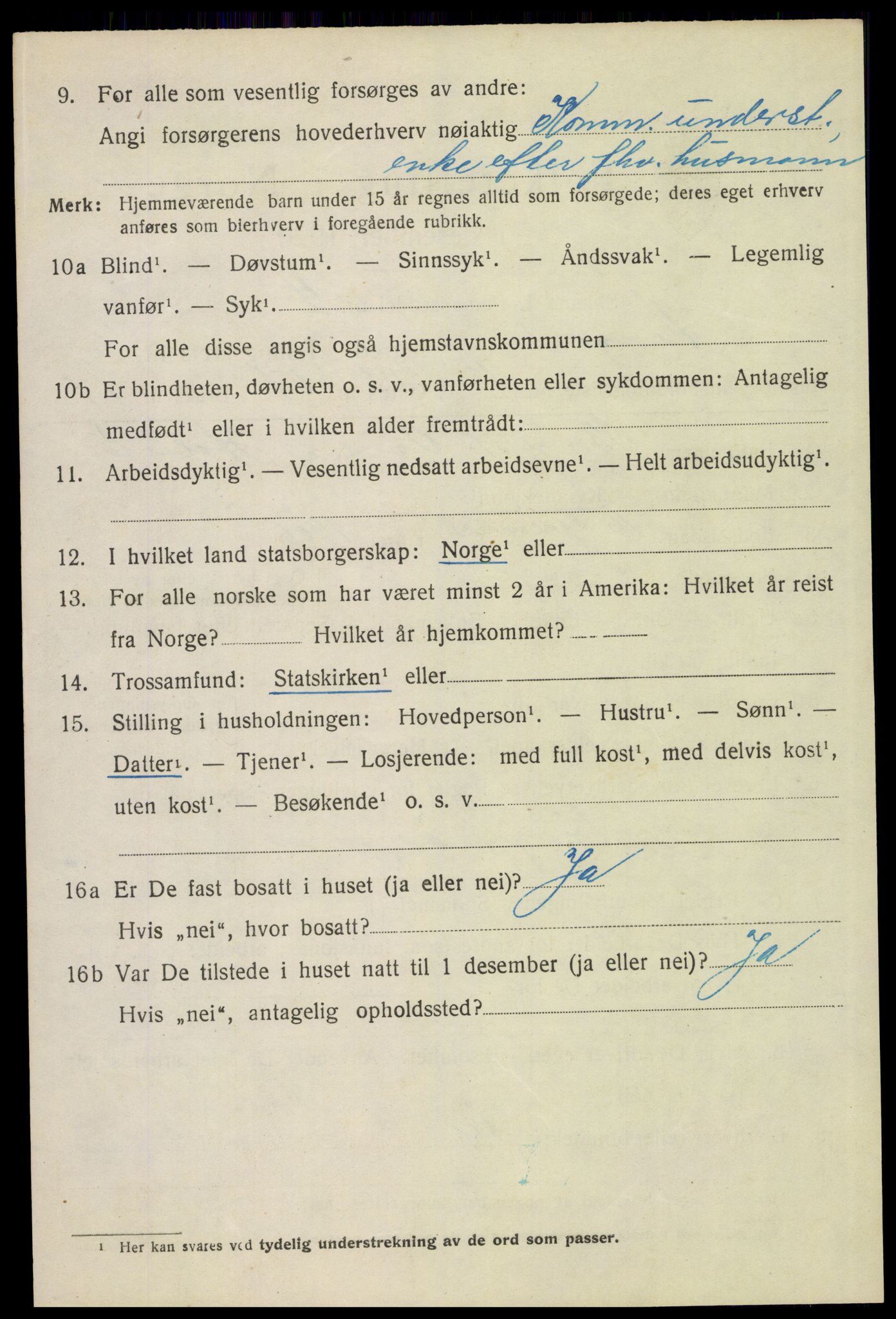 SAH, 1920 census for Vinger, 1920, p. 11889