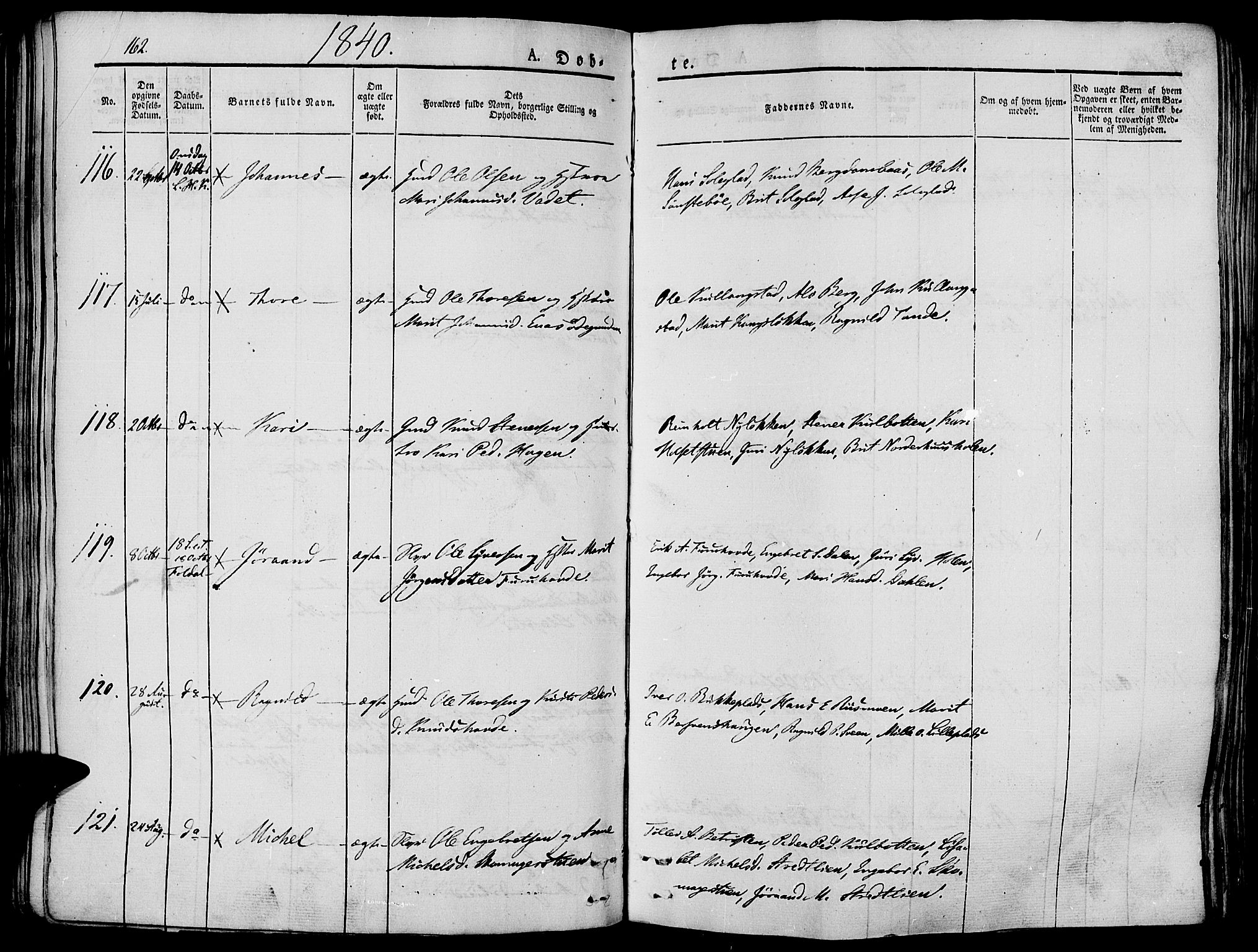 Lesja prestekontor, SAH/PREST-068/H/Ha/Haa/L0005: Parish register (official) no. 5, 1830-1842, p. 162