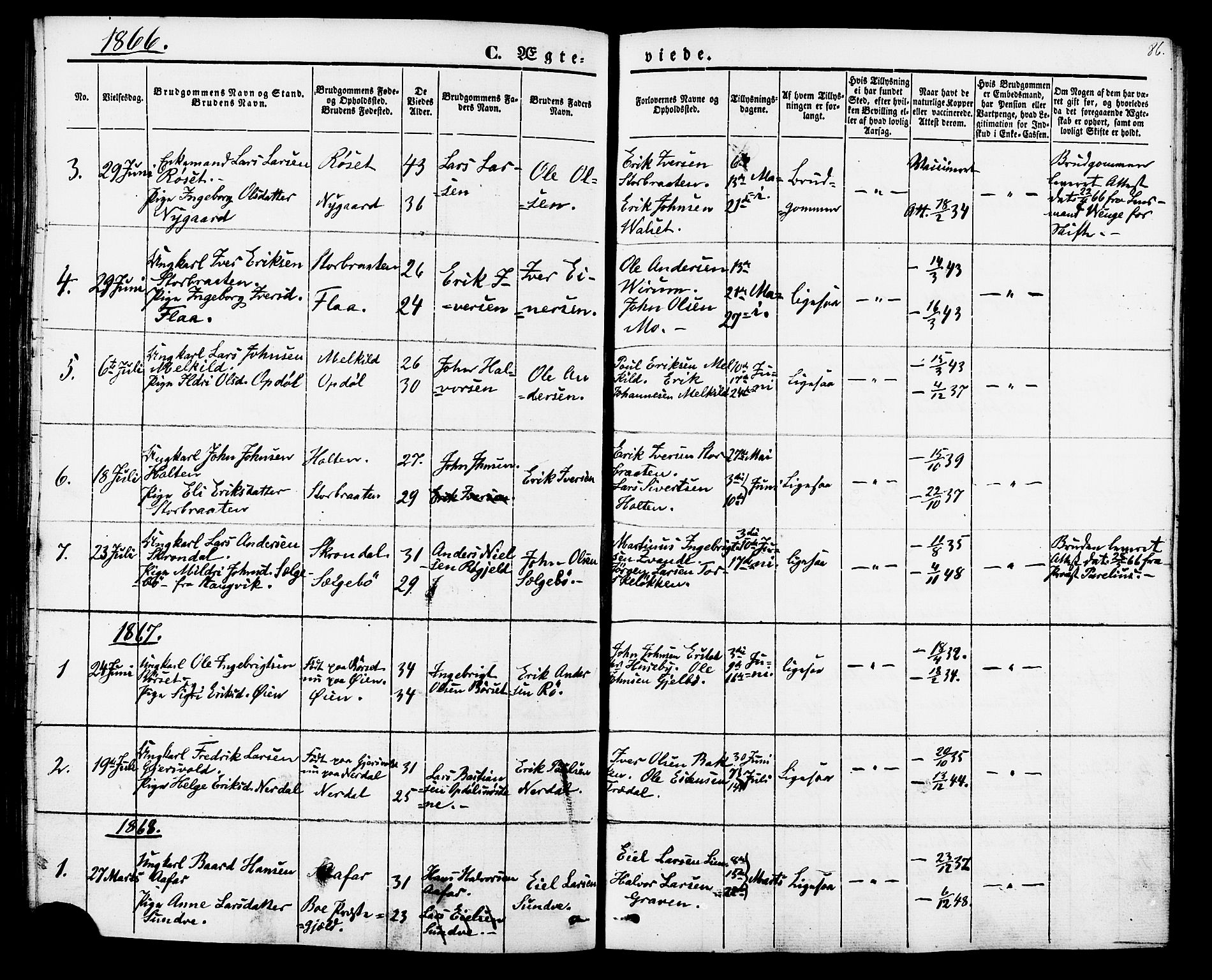 Ministerialprotokoller, klokkerbøker og fødselsregistre - Møre og Romsdal, AV/SAT-A-1454/588/L1004: Parish register (official) no. 588A01, 1854-1870, p. 86