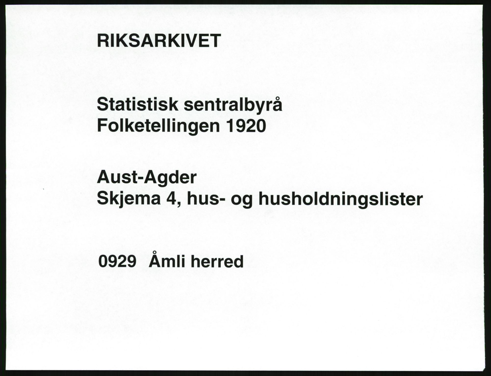 SAK, 1920 census for Åmli, 1920, p. 39