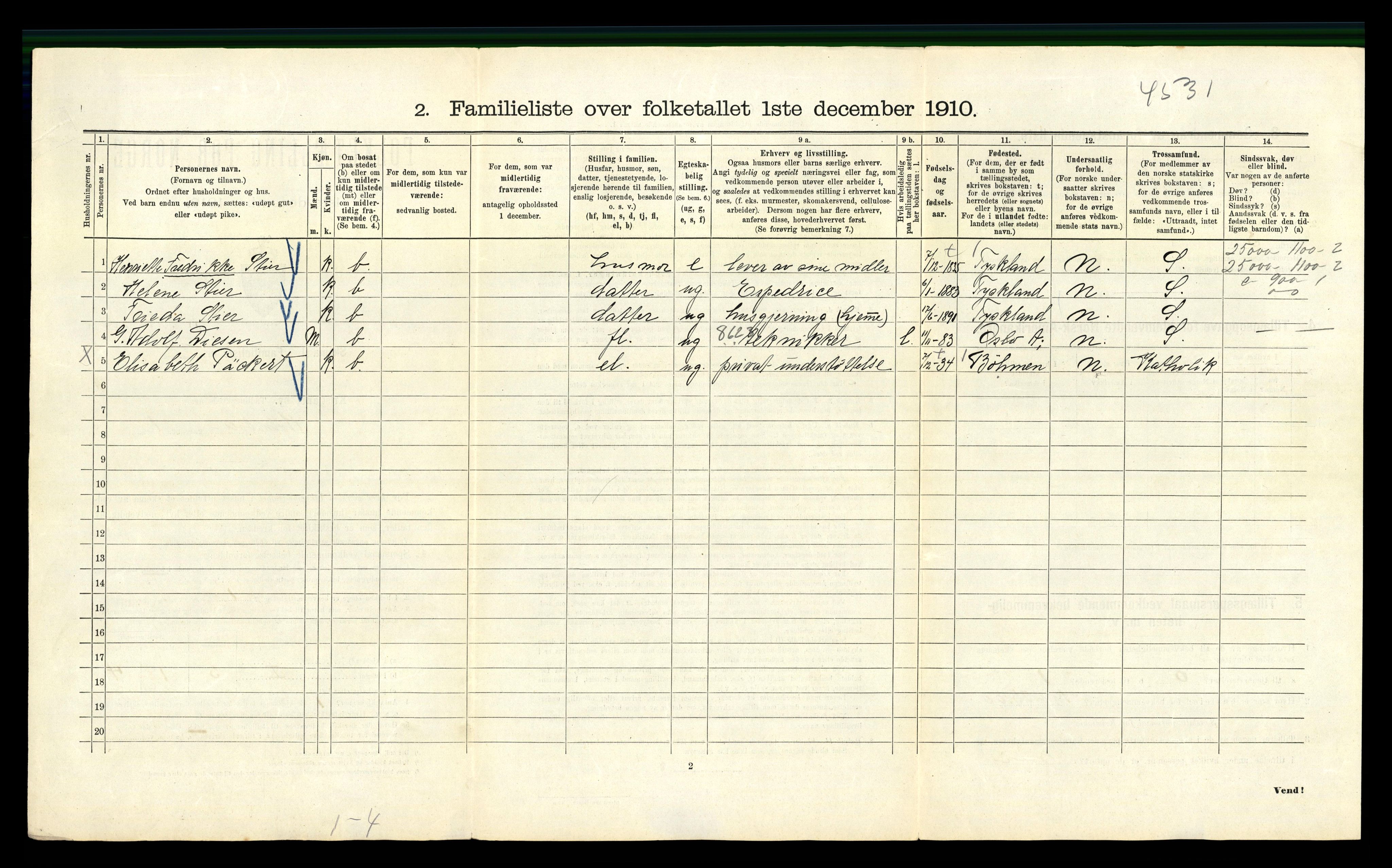 RA, 1910 census for Kristiania, 1910, p. 39926