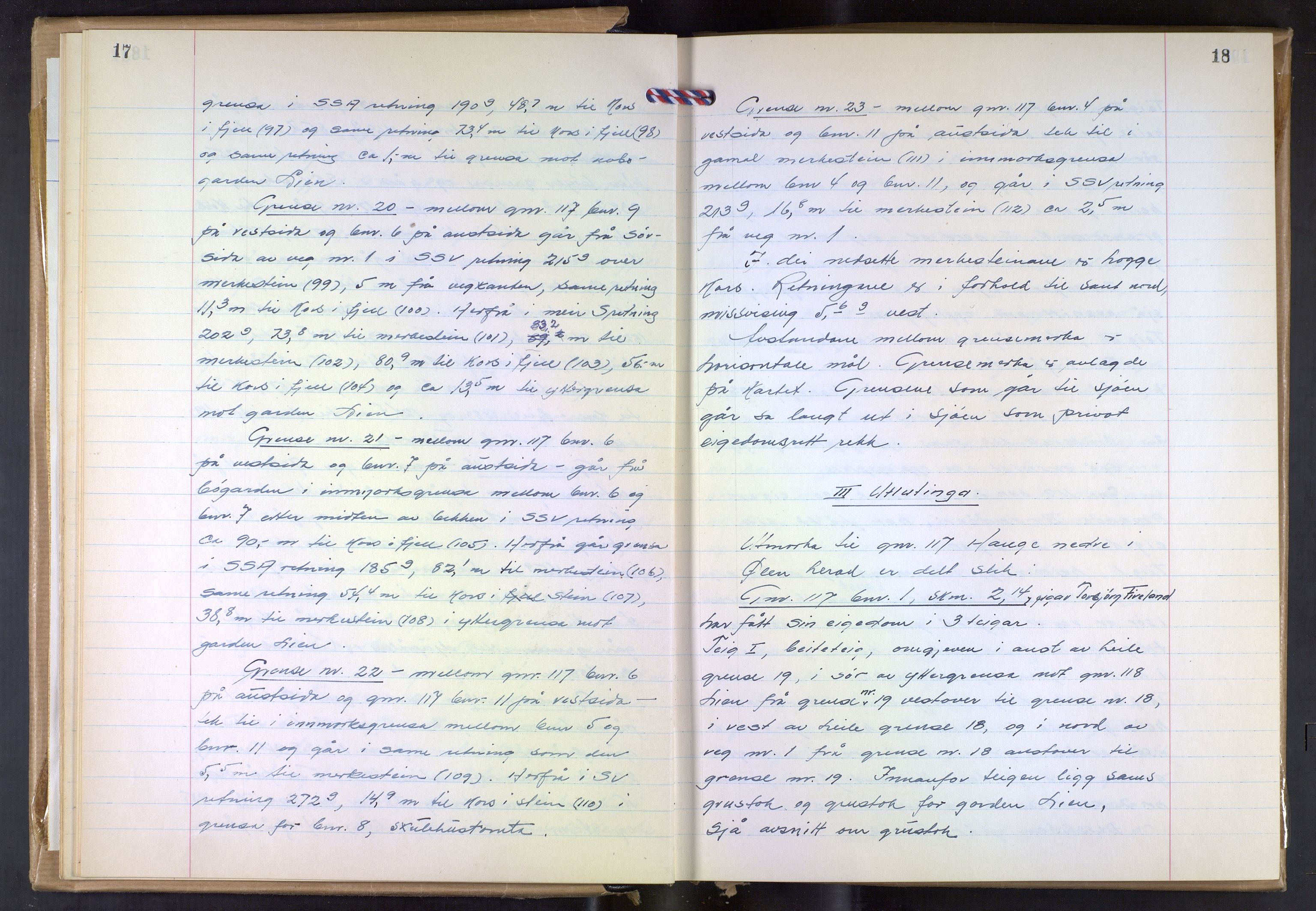 Hordaland jordskiftedøme - VII Indre Sunnhordland jordskiftedistrikt, AV/SAB-A-7401/A/Aa/L0031: Forhandlingsprotokoll, 1960-1967, p. 17-18