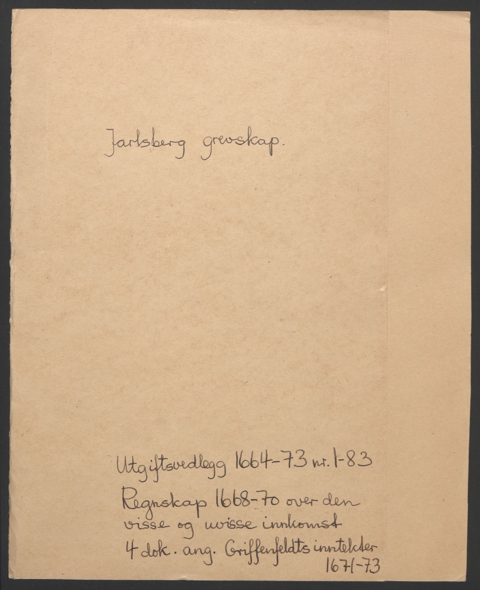Rentekammeret inntil 1814, Reviderte regnskaper, Fogderegnskap, RA/EA-4092/R32/L1842: Fogderegnskap Jarlsberg grevskap, 1664-1673, p. 2