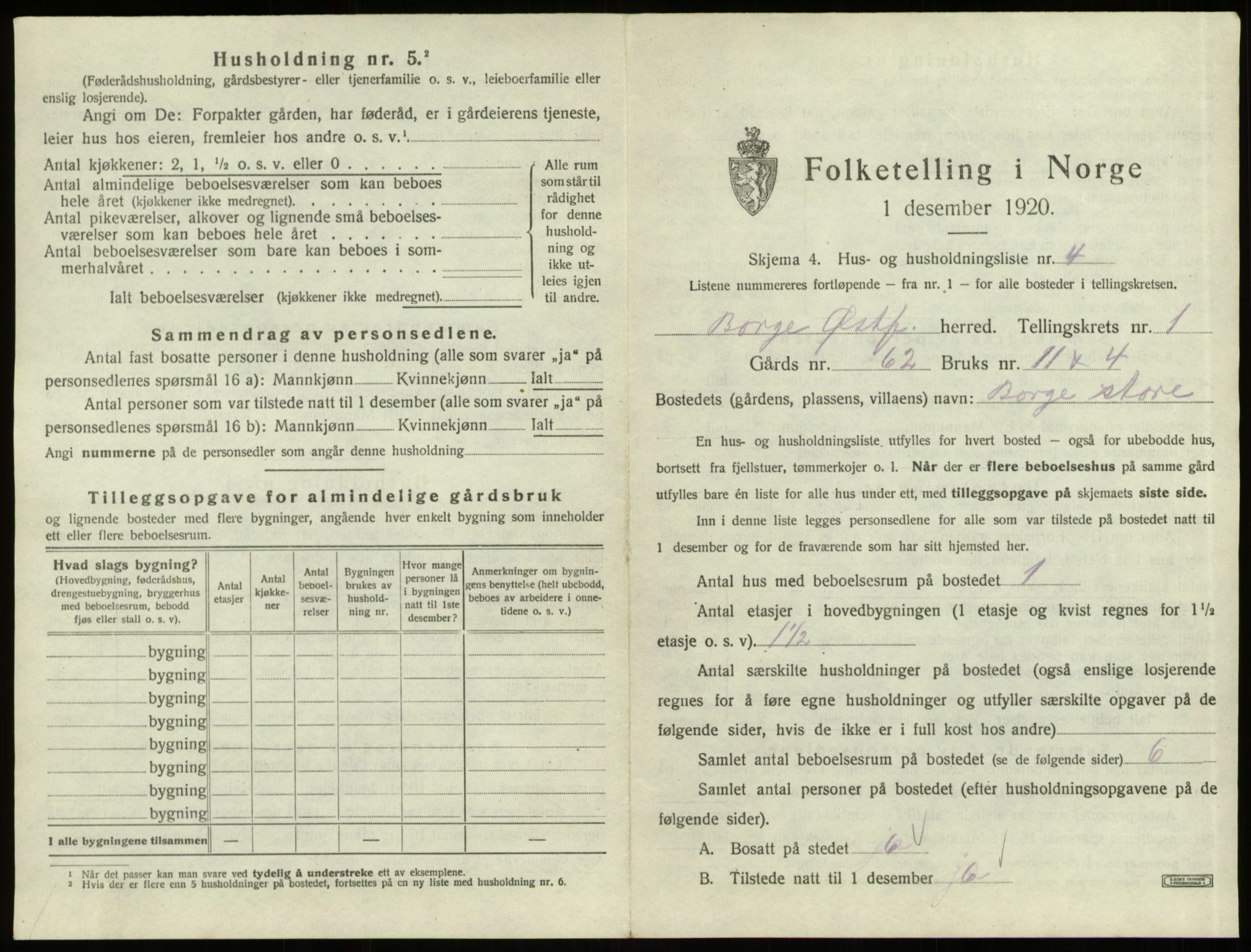 SAO, 1920 census for Borge, 1920, p. 41