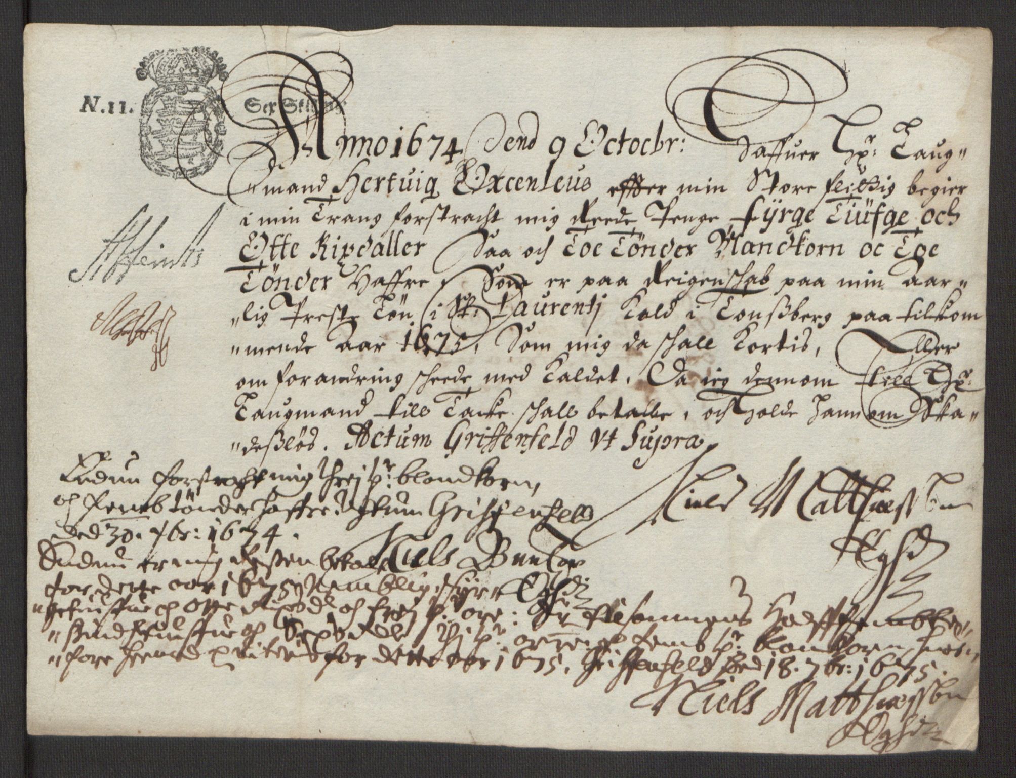 Rentekammeret inntil 1814, Reviderte regnskaper, Fogderegnskap, AV/RA-EA-4092/R32/L1844: Fogderegnskap Jarlsberg grevskap, 1674-1675, p. 10