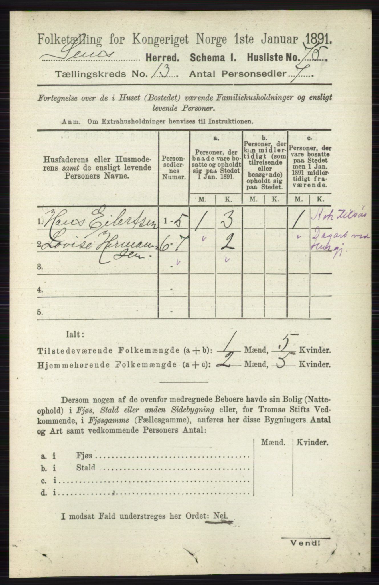 RA, 1891 census for 0721 Sem, 1891, p. 6389