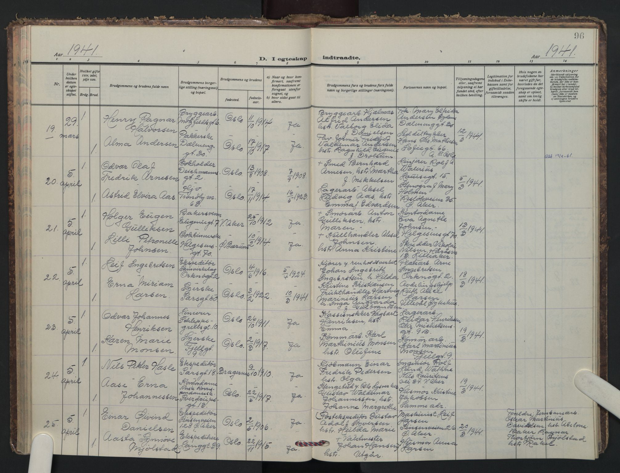 Petrus prestekontor Kirkebøker, AV/SAO-A-10872/F/Fa/L0018: Parish register (official) no. 18, 1936-1944, p. 96