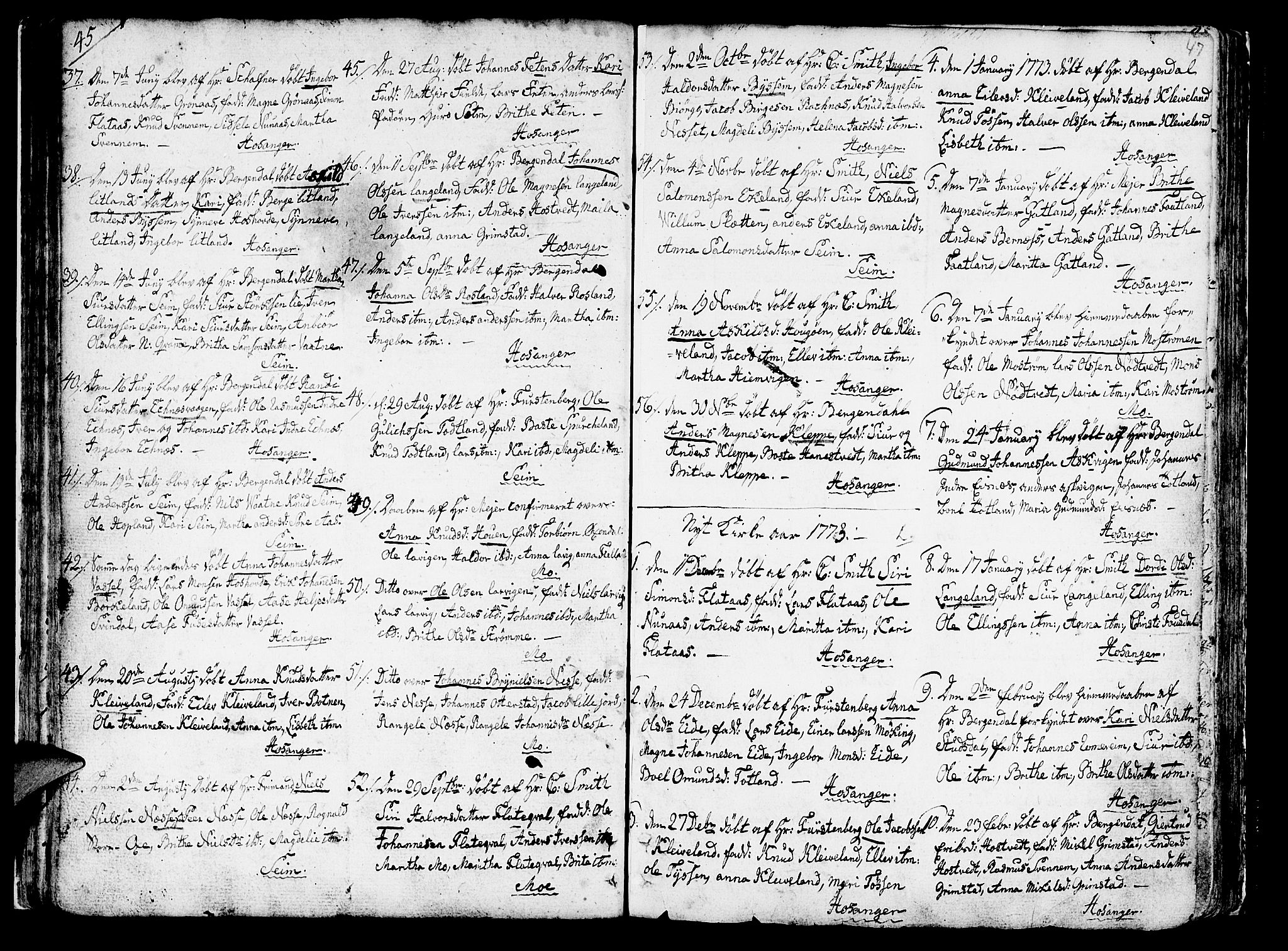 Hosanger sokneprestembete, SAB/A-75801/H/Haa: Parish register (official) no. A 2 /1, 1766-1793, p. 47