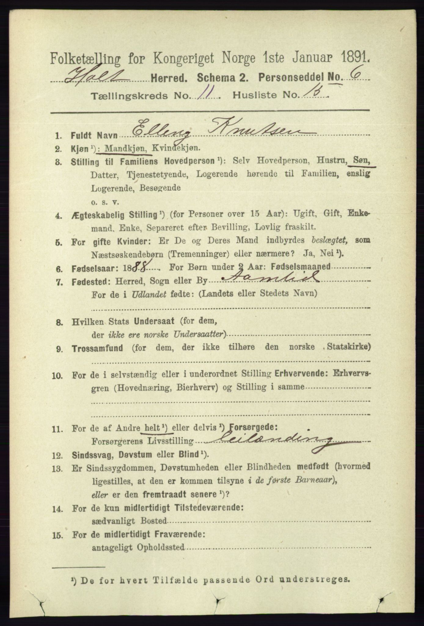 RA, 1891 census for 0914 Holt, 1891, p. 4898