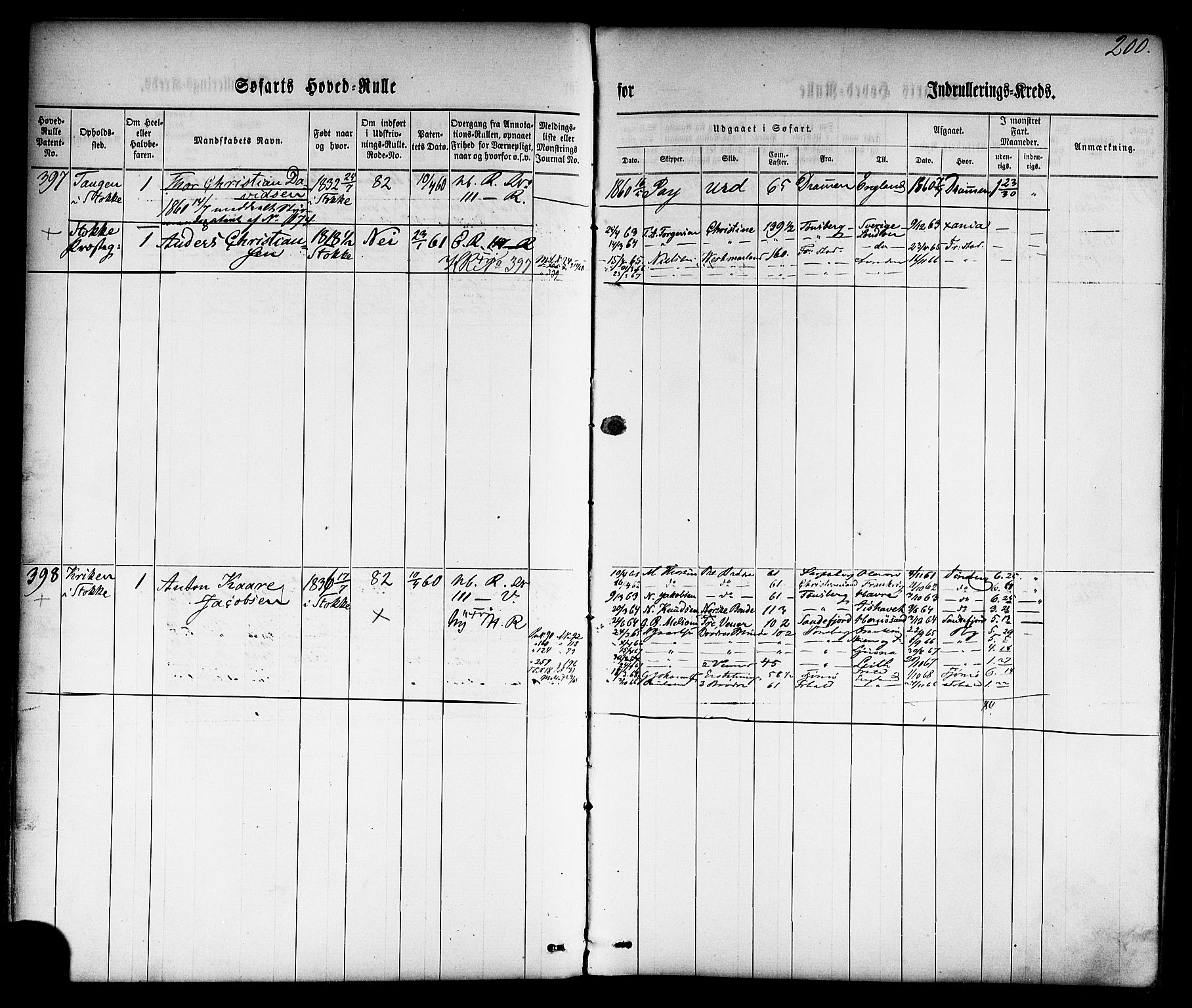 Tønsberg innrulleringskontor, SAKO/A-786/F/Fc/Fca/L0001: Hovedrulle Patent nr. 1-1428, 1860-1861, p. 239