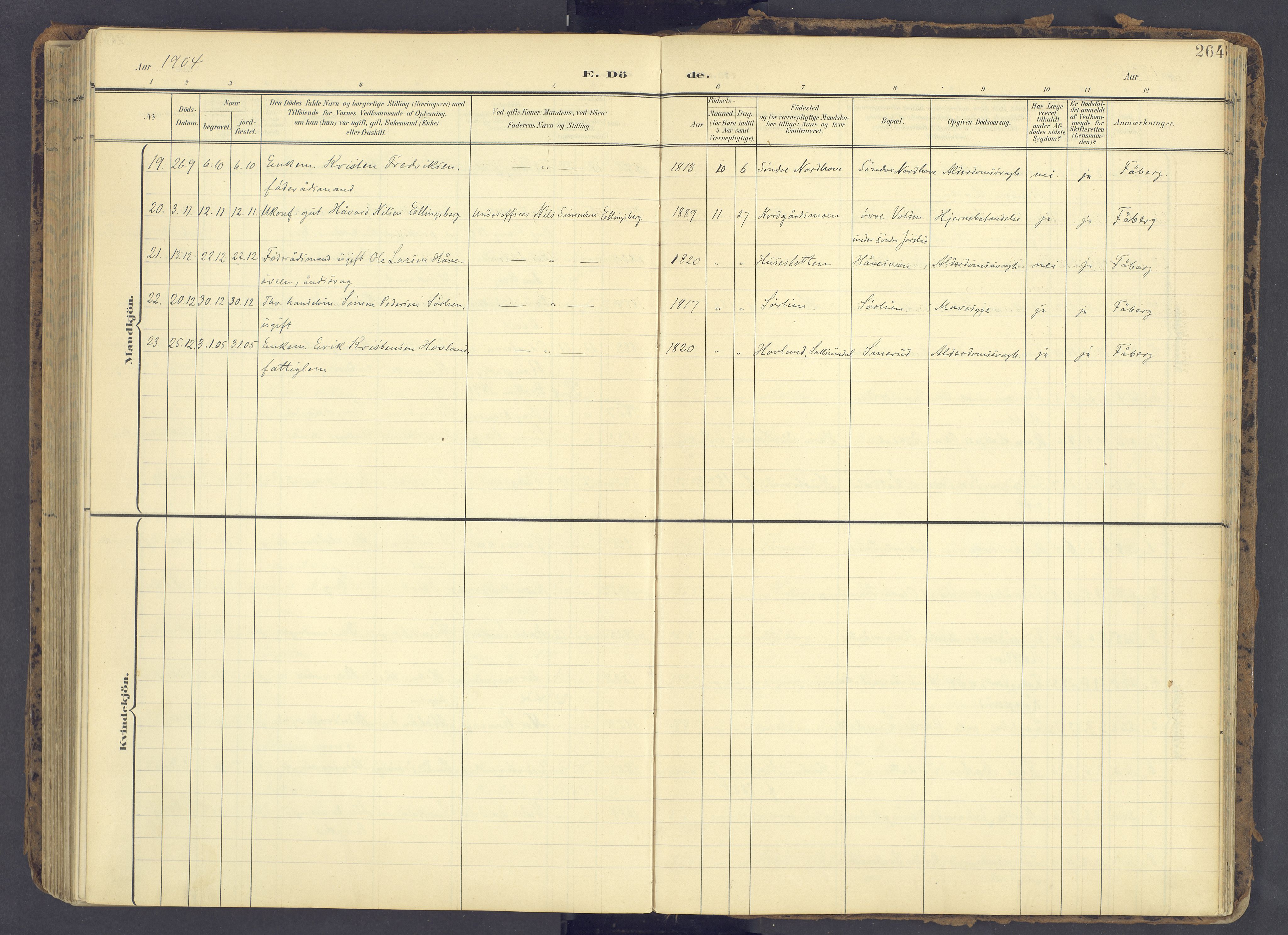 Fåberg prestekontor, SAH/PREST-086/H/Ha/Haa/L0012: Parish register (official) no. 12, 1899-1915, p. 264