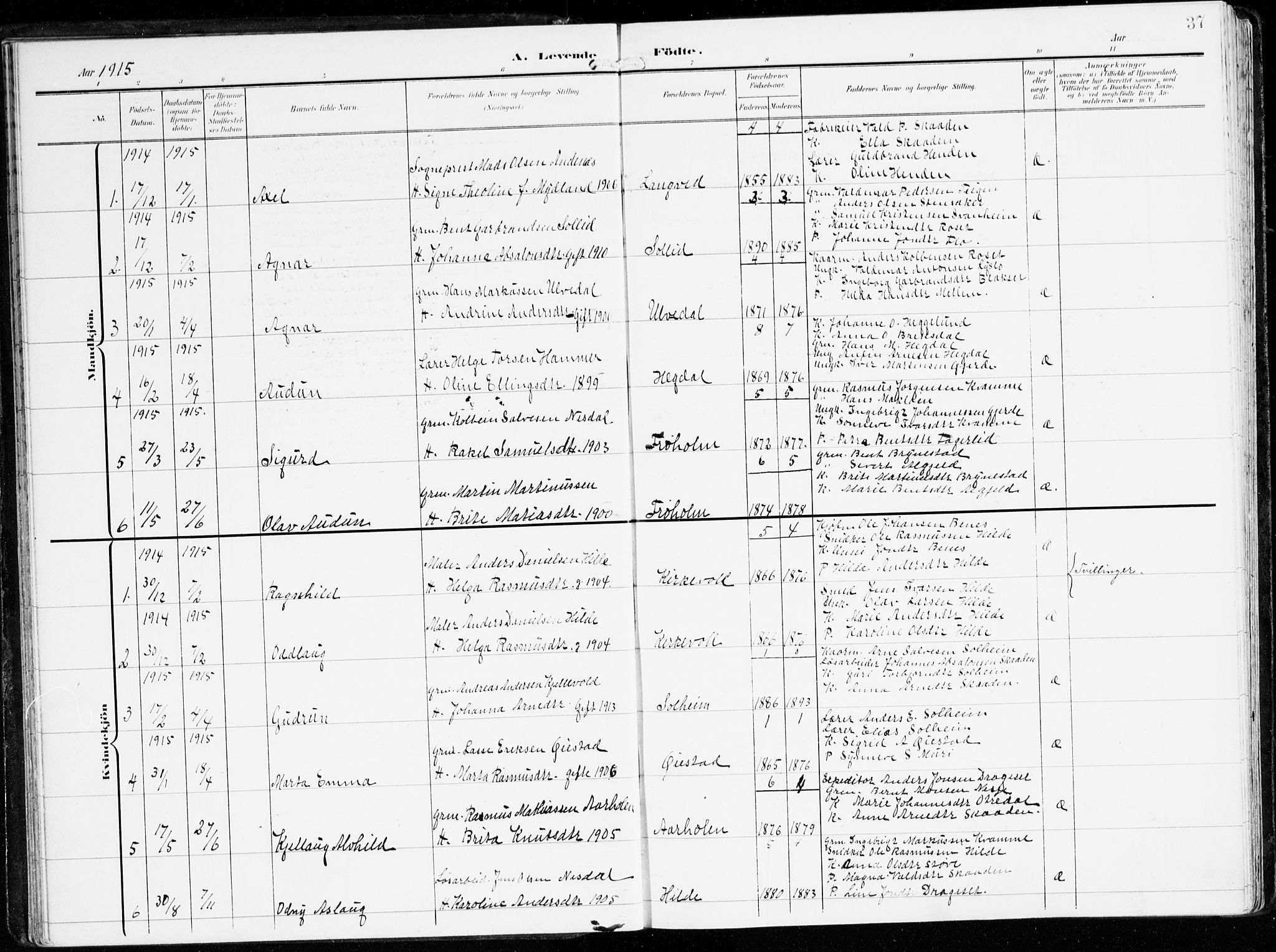 Innvik sokneprestembete, AV/SAB-A-80501: Parish register (official) no. B 2, 1903-1929, p. 37