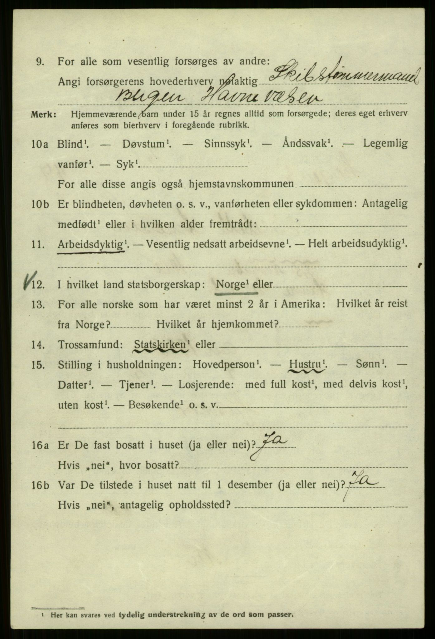 SAB, 1920 census for Bergen, 1920, p. 118195