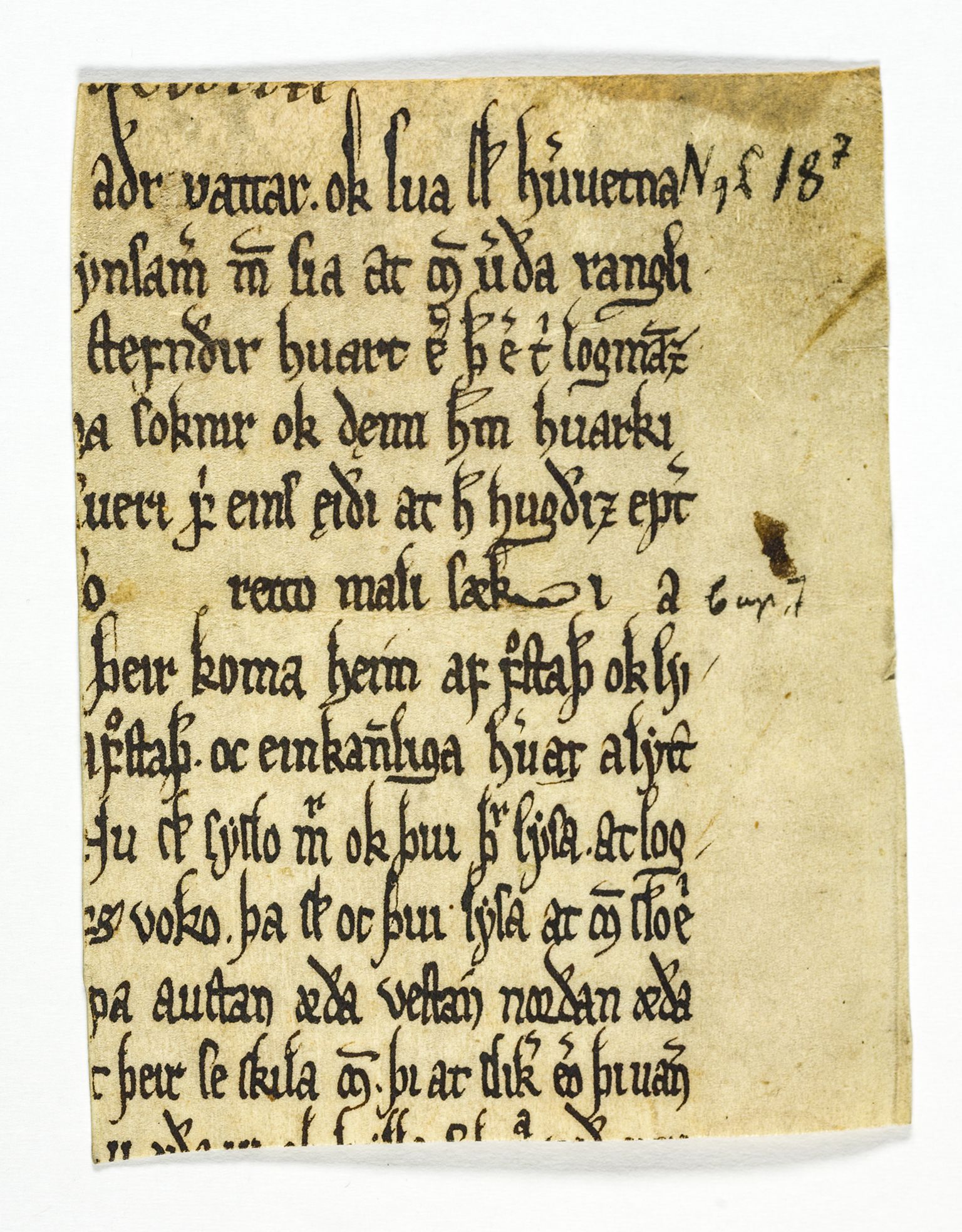 Riksarkivets diplomsamling, AV/RA-EA-5965/F26/L0004: Norrøne membranfragmenter bestand 31-50, 1100-1536, p. 90