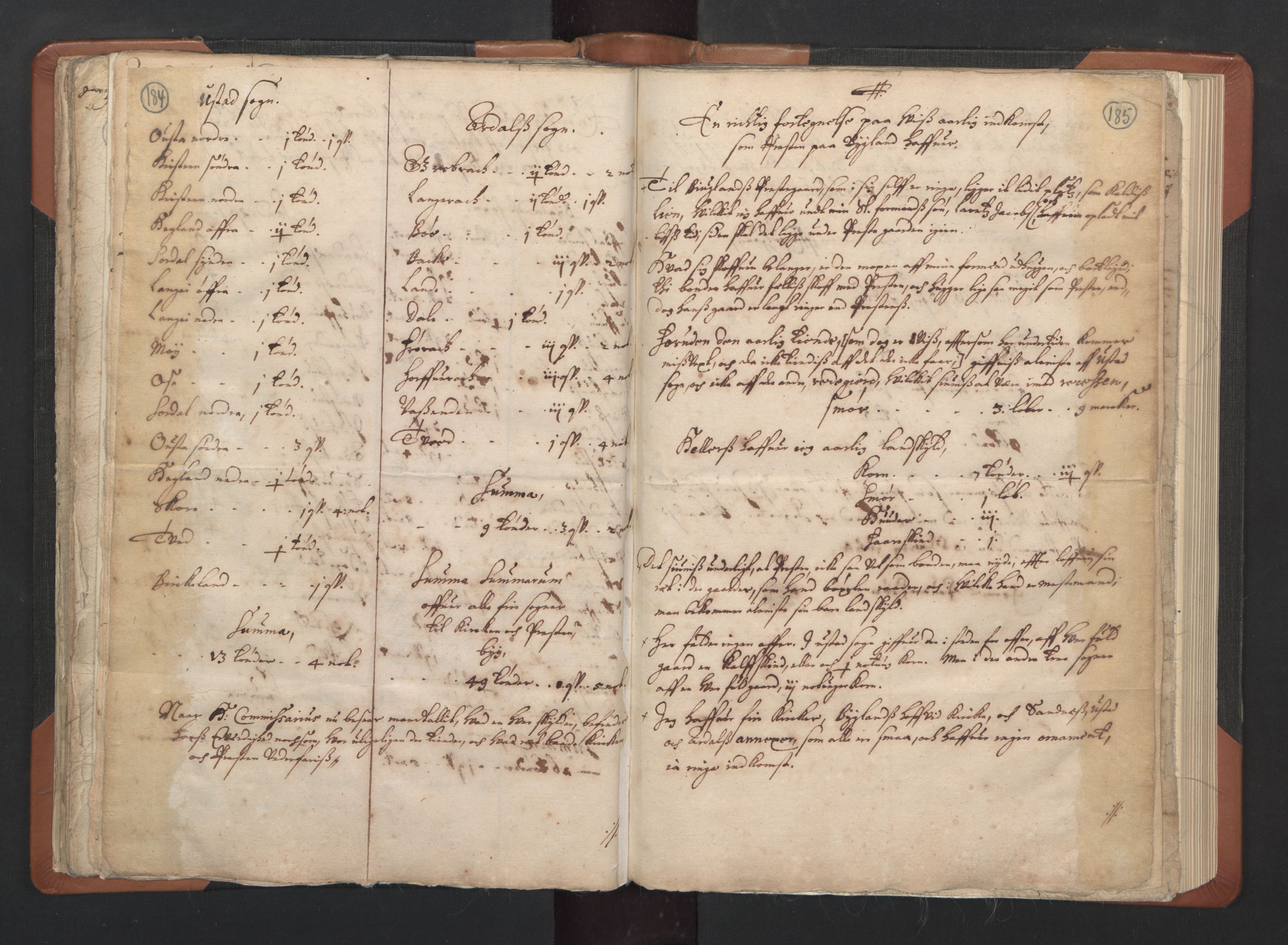 RA, Vicar's Census 1664-1666, no. 14: Råbyggelag deanery, 1664-1666, p. 184-185