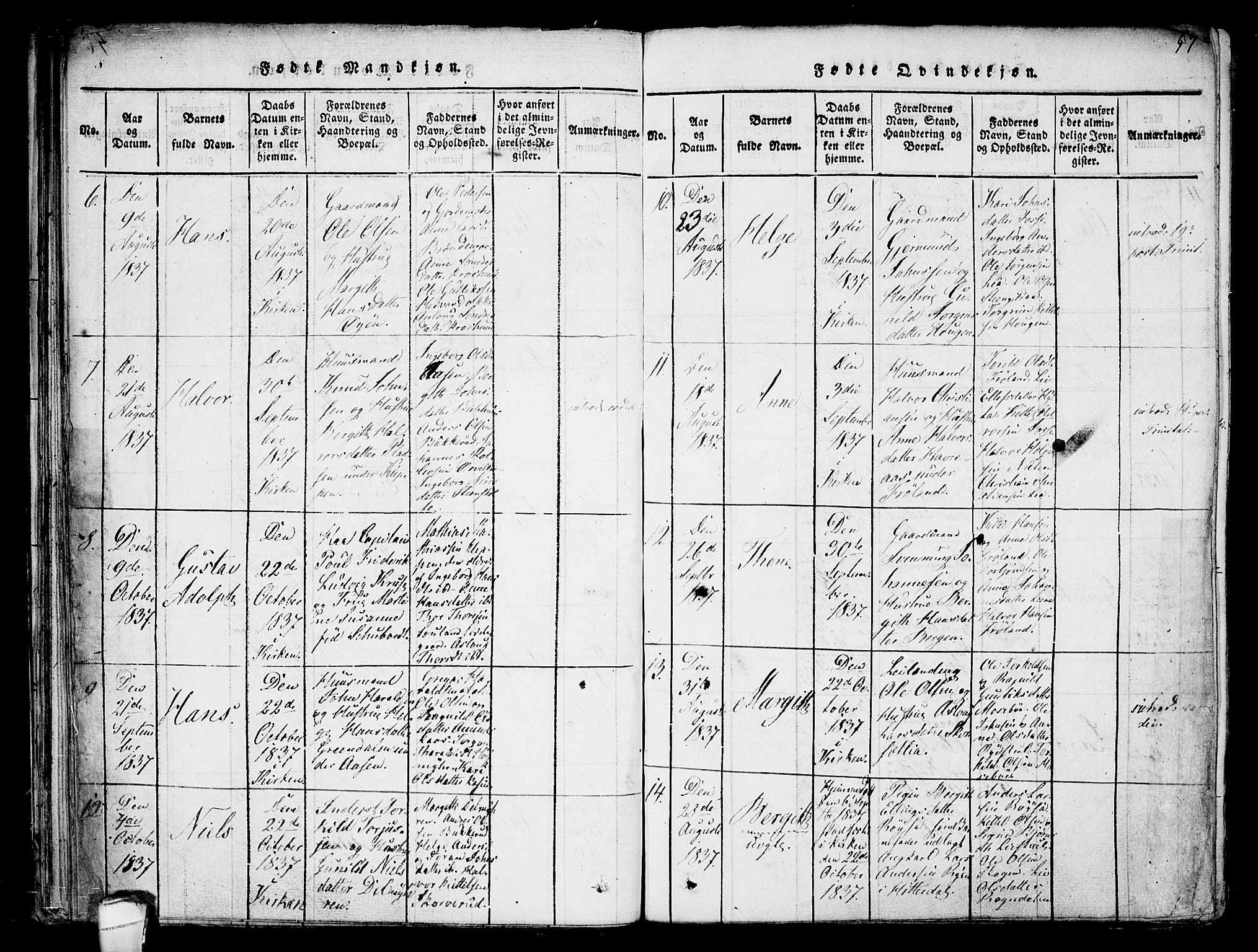 Hjartdal kirkebøker, AV/SAKO-A-270/F/Fb/L0001: Parish register (official) no. II 1, 1815-1843, p. 57