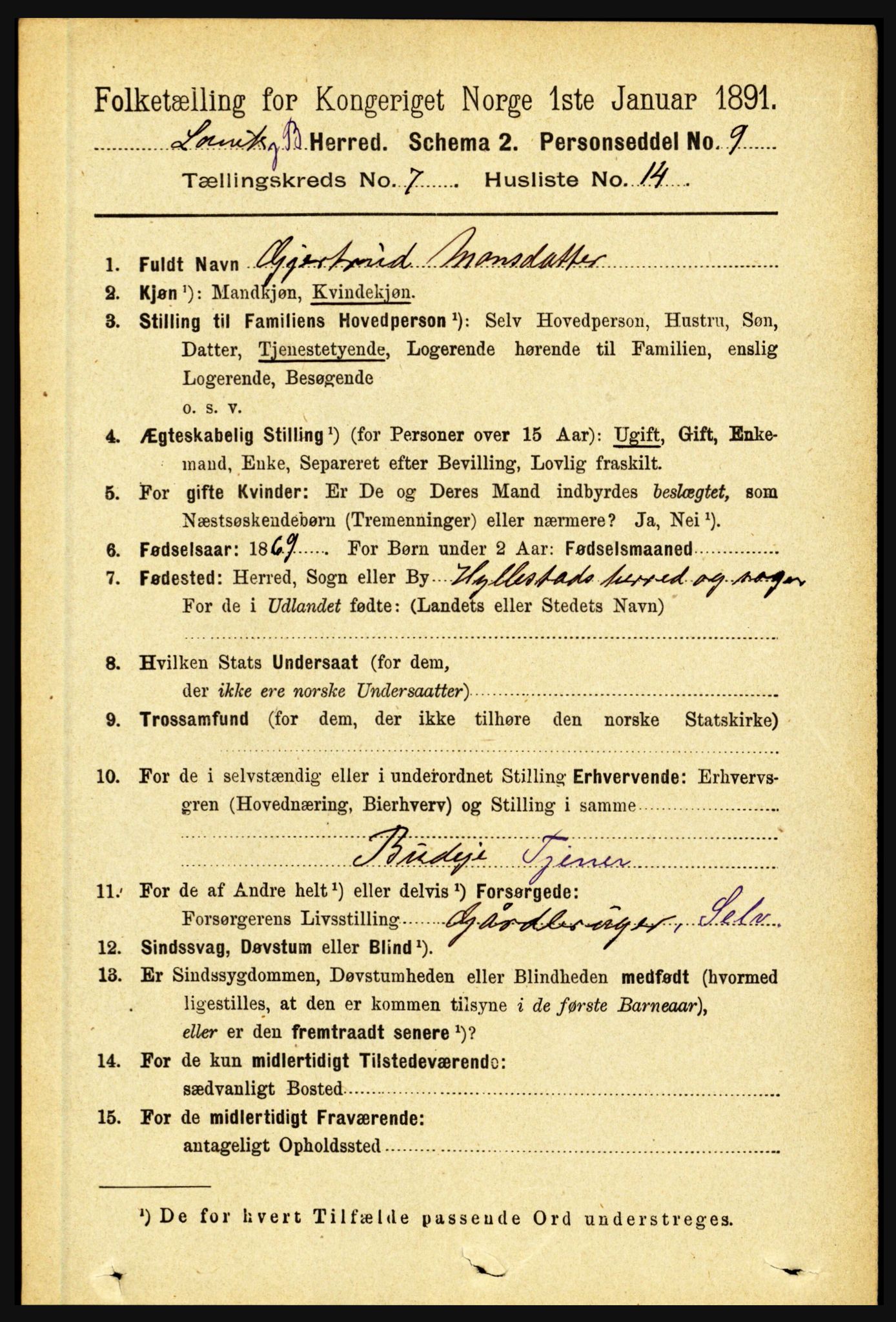 RA, 1891 census for 1415 Lavik og Brekke, 1891, p. 1450